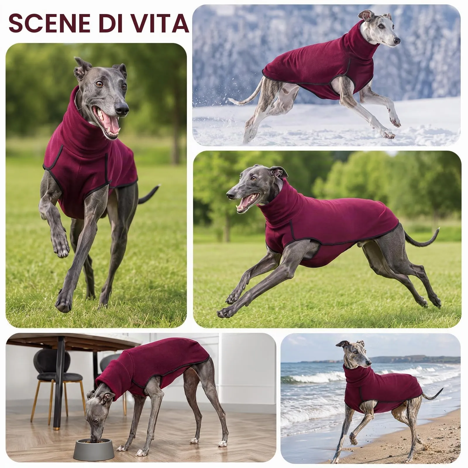 MOKATES Abbigliamento per cani di taglia grande, levriero, camicia a collo alto, cane frusta, gilet in pile elasticizzato, maglione per animali domestici, cappotto per cani di taglia piccola - immagine 6