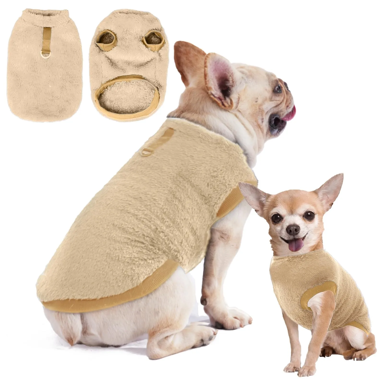 Cane Taglia Piccola, Maglioncino Invernale Cappottino, Gilet in Pile Caldo Maglione, Vestiti per Cani di Taglia Piccola e Media(Marrone,S) - immagine 1