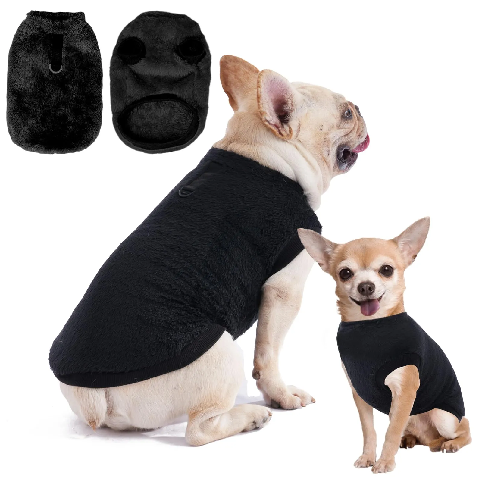 TALWIOR Maglione per Cani di Piccola Taglia, Pile, Unisex, Nero, L - immagine 1