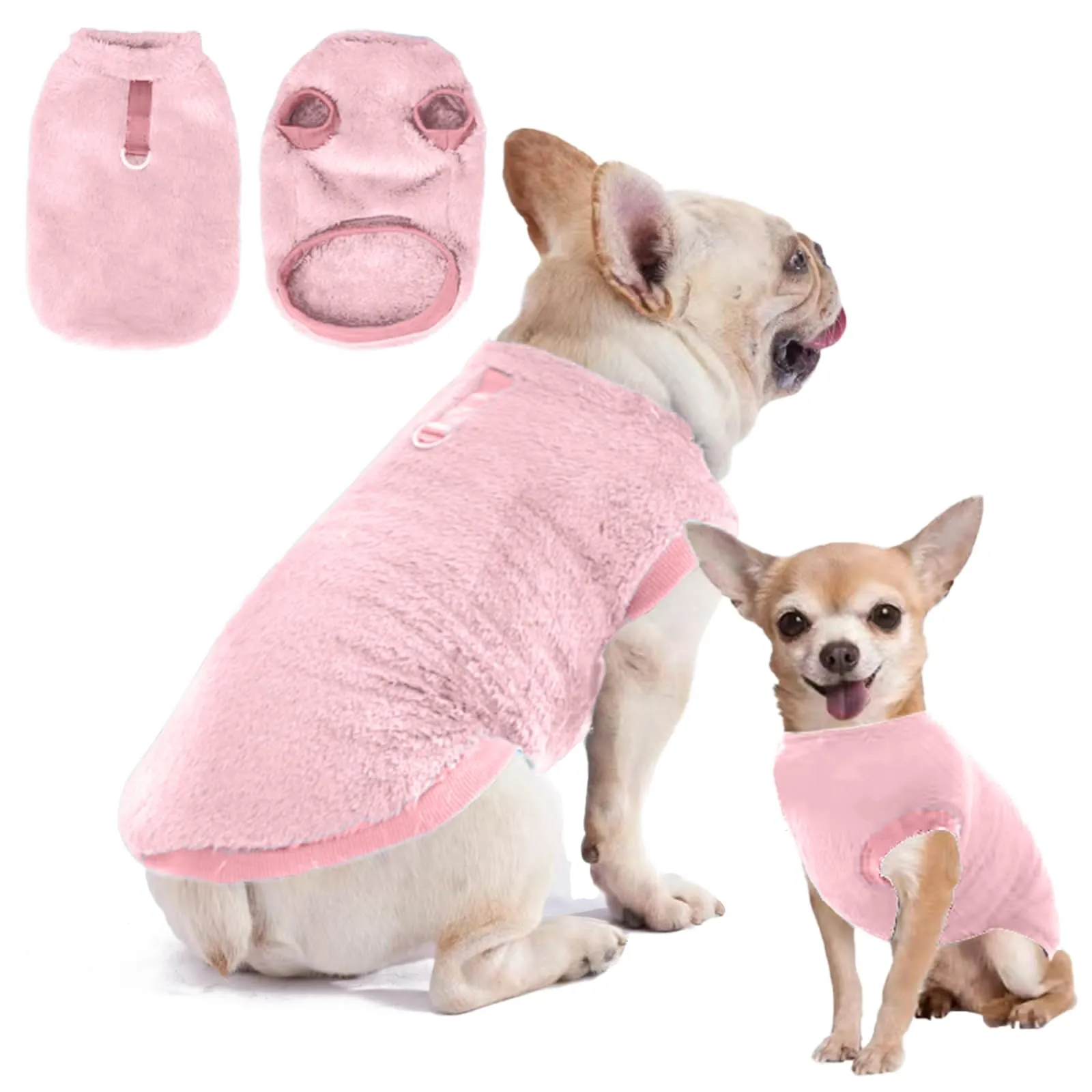 Cane Taglia Piccola, Maglioncino Invernale Cappottino, Gilet in Pile Caldo Maglione, Vestiti per Cani di Taglia Piccola e Media(Rosa,M) - immagine 1