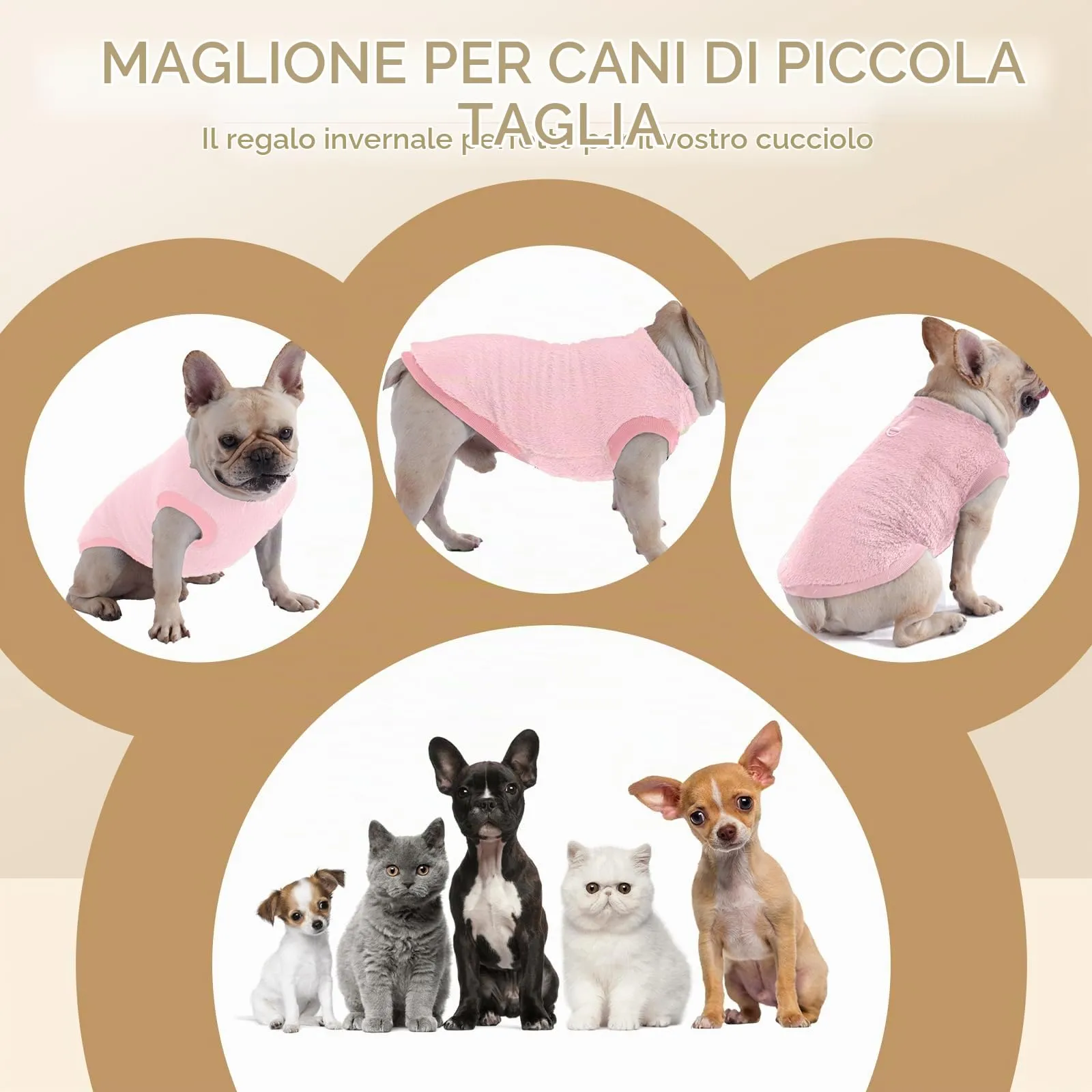 Cane Taglia Piccola, Maglioncino Invernale Cane, Gilet Pile Caldo, Vestiti Canili Rosa, XL - immagine 5