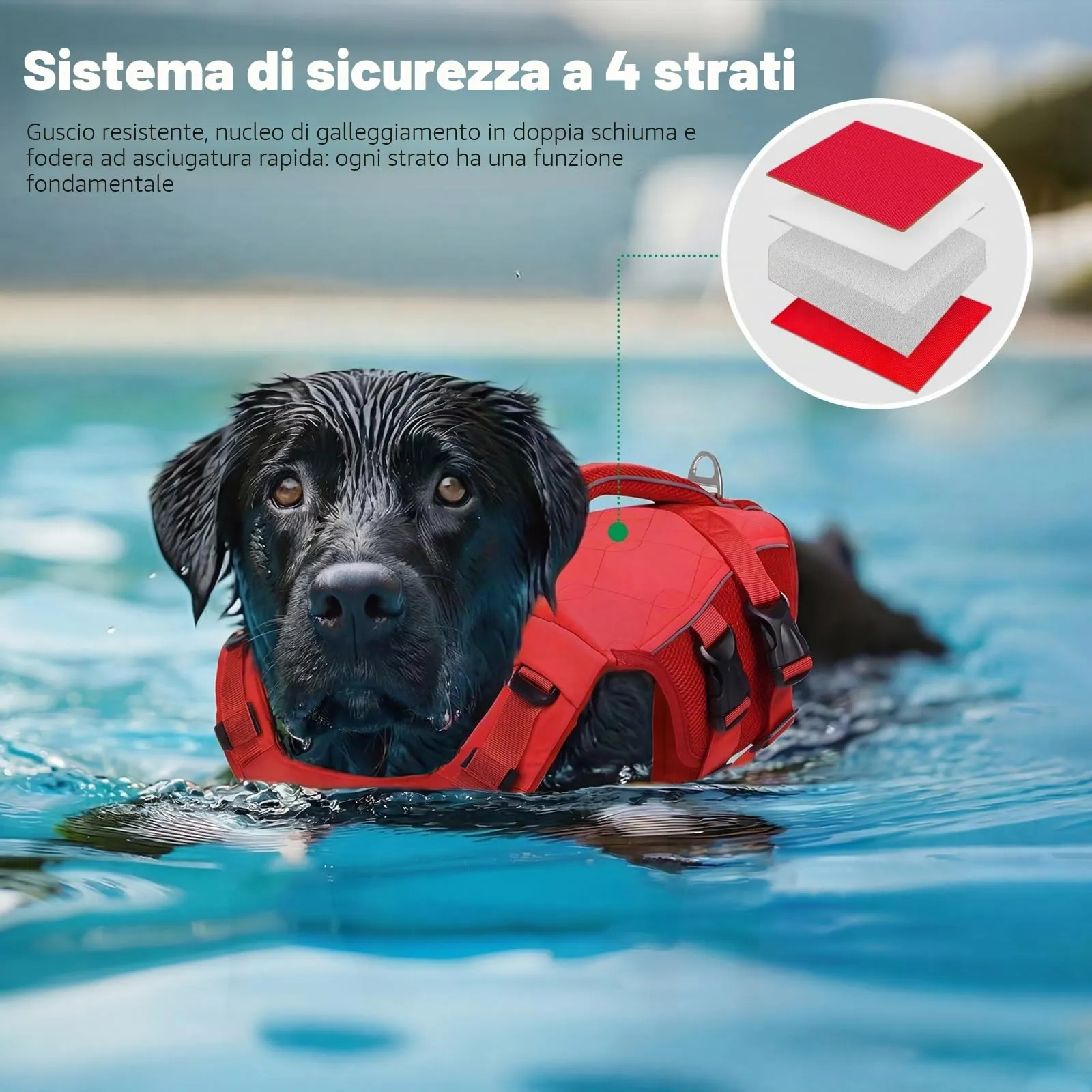 KONVINIT Giubbotto Salvagente per Cani - Giubbotto di Salvataggio Regolabile con Maniglia e Strisce Riflettenti, per Mare, Piscina, Lago, Canoa | KONVINIT Dog Life Jacket - immagine 4