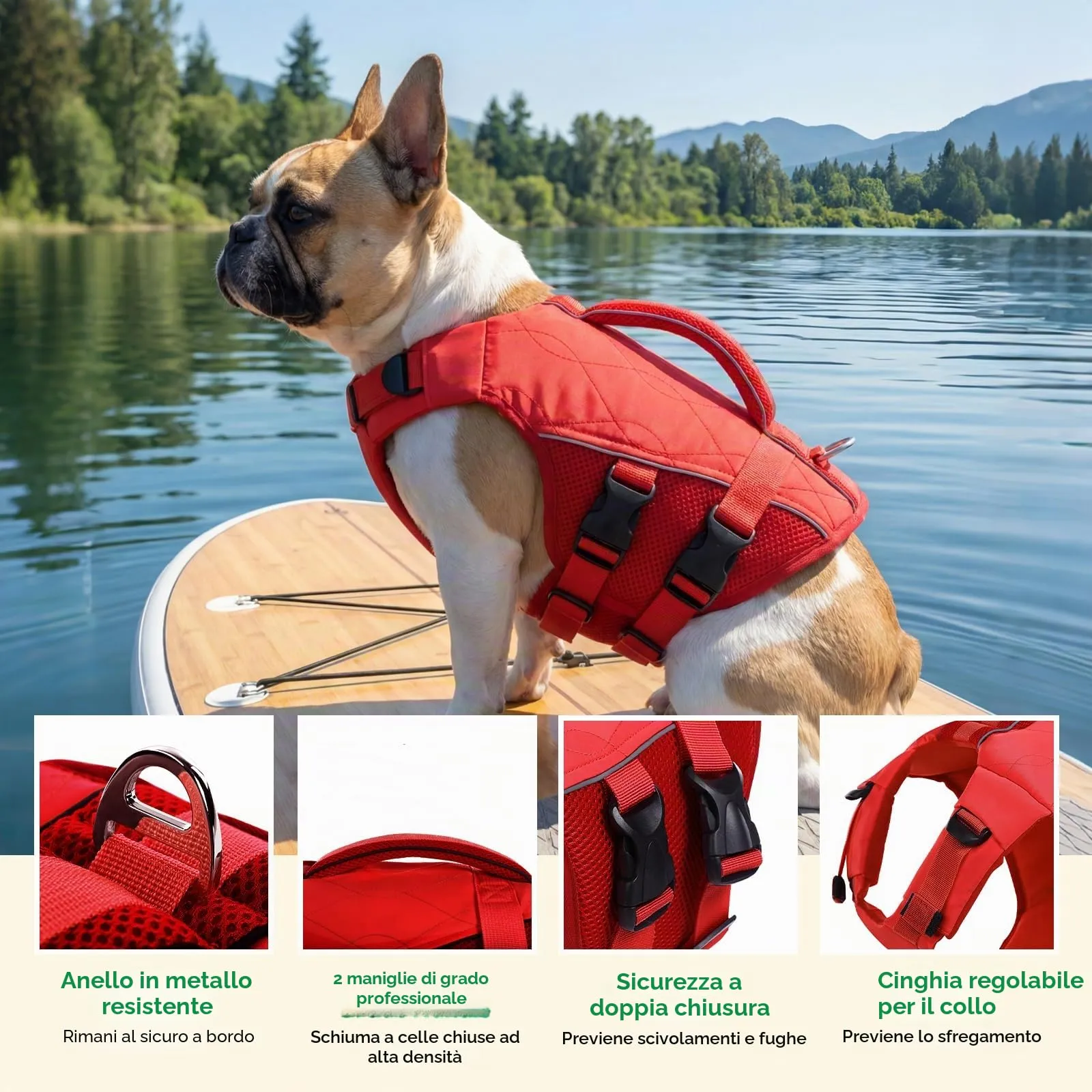 KONVINIT Giubbotto Salvagente per Cani - Giubbotto di Salvataggio Regolabile con Maniglia e Strisce Riflettenti, per Mare, Piscina, Lago, Canoa | KONVINIT Dog Life Jacket - immagine 3