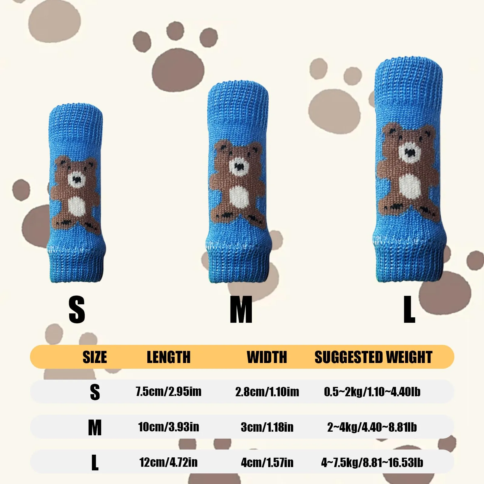 Scaldamuscoli per cani, 4 pezzi, protezione per gomito per cani, morbidi e caldi, in maglia, per gattini, cuccioli, cani di piccola taglia e gatti (blu, L) - immagine 2