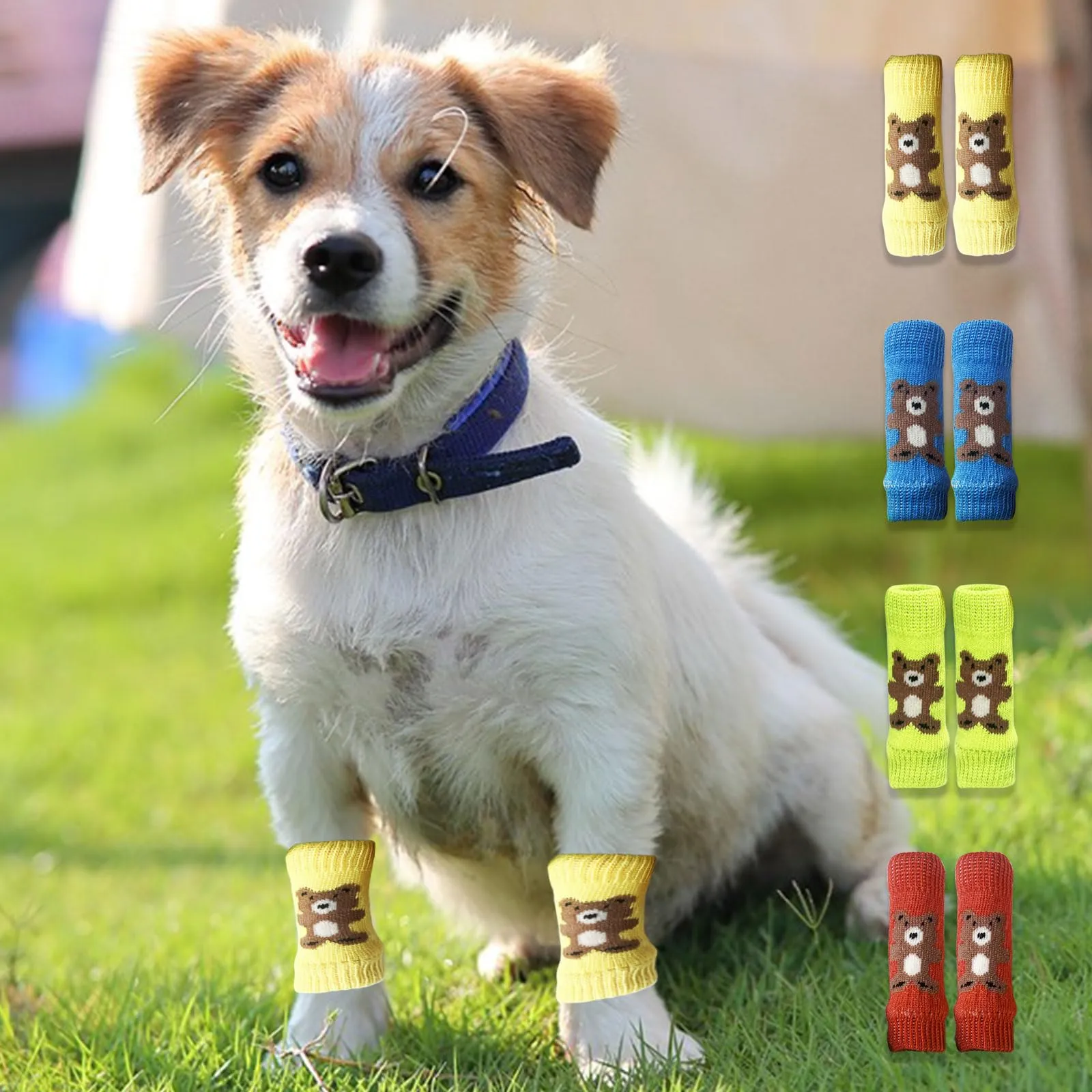 Scaldamuscoli per cani, 4 pezzi, protezione per gomito per cani, morbidi e caldi, in maglia, per gattini, cuccioli, cani di piccola taglia e gatti (blu, M) - immagine 6