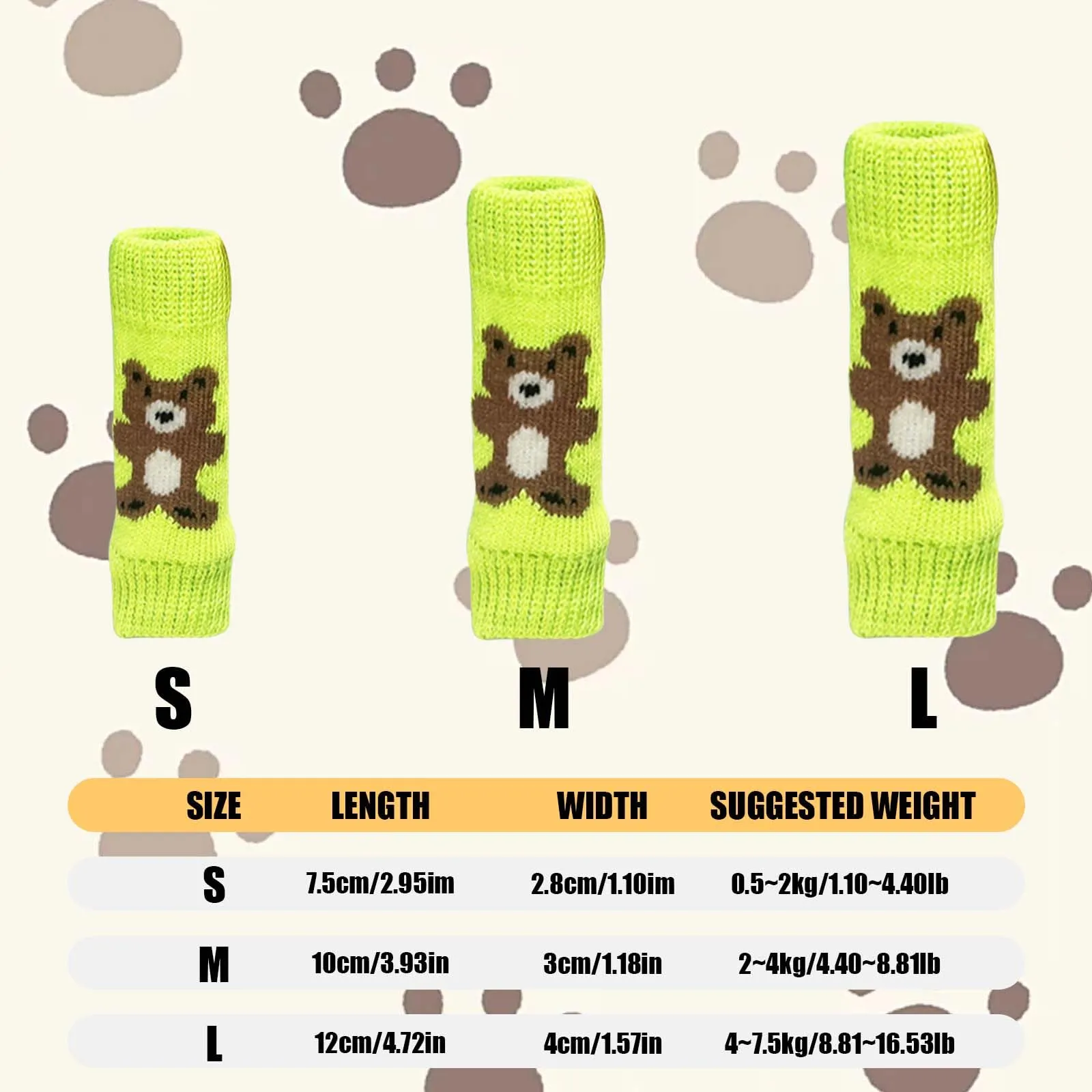 Scaldamuscoli per cani, 4 pezzi, protezione per gomito per cani, morbidi e caldi, in maglia, per gattini, cuccioli, cani di piccola taglia e gatti (verde, S) - immagine 2