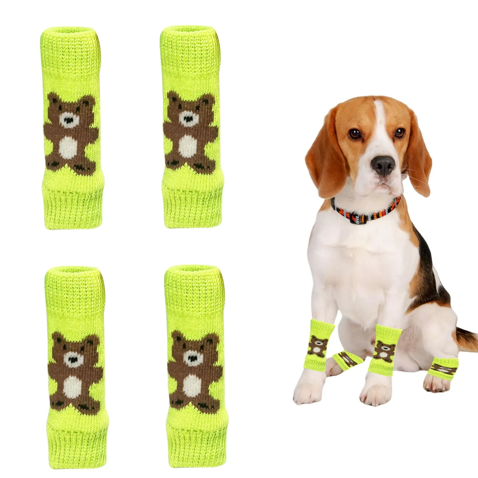 Scaldamuscoli per cani, 4 pezzi, protezione per gomito per cani, morbidi e caldi, in maglia, per gattini, cuccioli, cani di piccola taglia e gatti (verde, M) - immagine 1