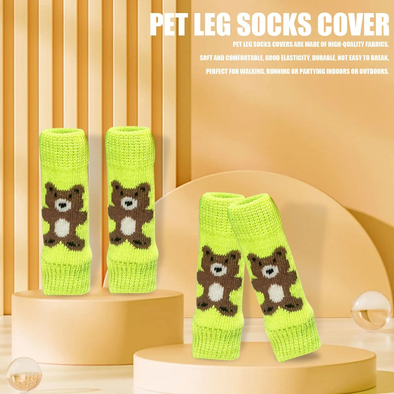 Scaldamuscoli per cani, 4 pezzi, protezione per gomito per cani, morbidi e caldi, in maglia, per gattini, cuccioli, cani di piccola taglia e gatti (verde, M) - immagine 3