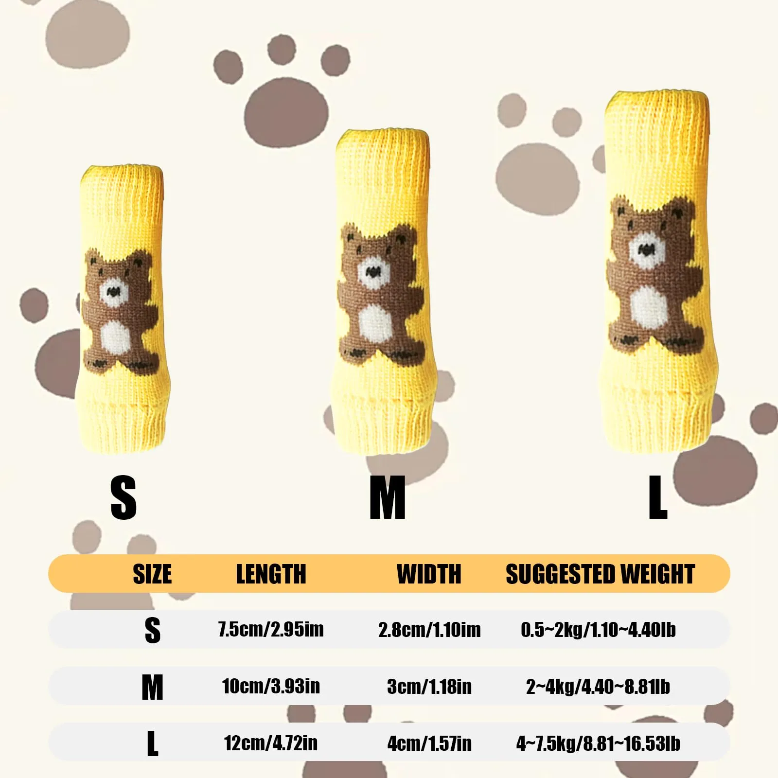 Scaldamuscoli per cani, 4 protezioni per gomiti per cani, morbide e calde, in maglia, per gattini, cuccioli, cani di piccola taglia e gatti (giallo, L) - immagine 2