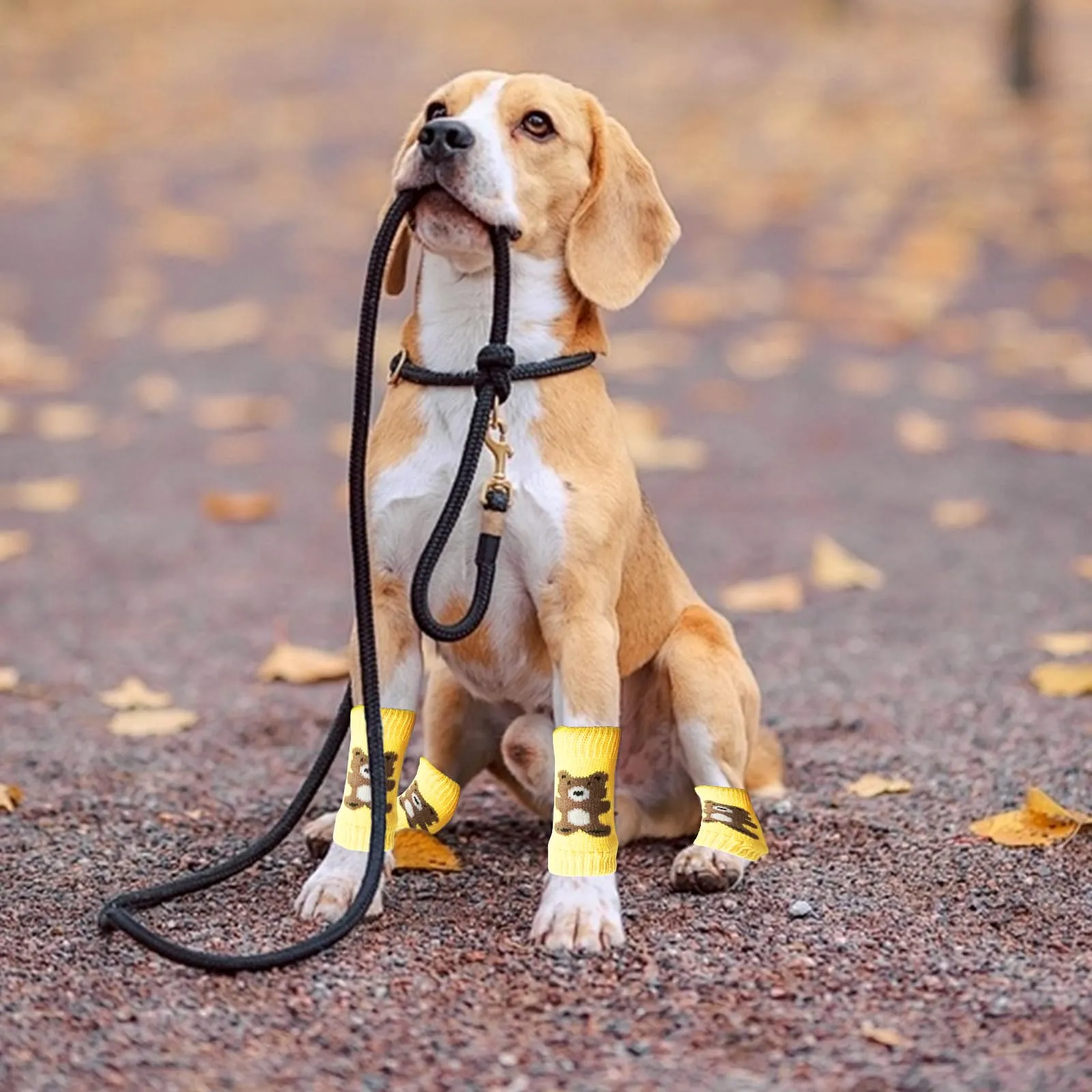 Scaldamuscoli per cani, 4 protezioni per gomiti per cani, morbide e calde, in maglia, per gattini, cuccioli, cani di piccola taglia e gatti (giallo, L) - immagine 7
