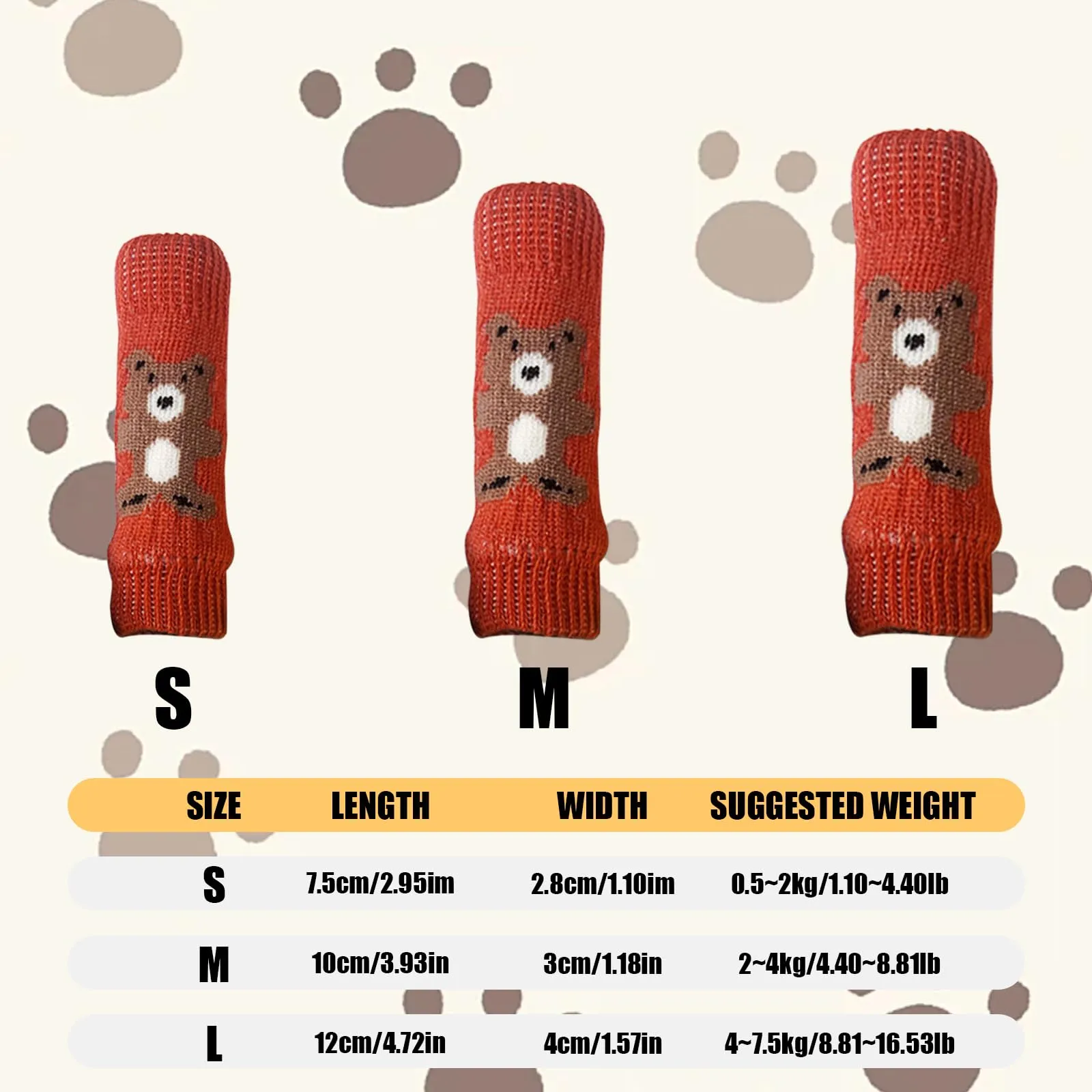 Scaldamuscoli per cani, 4 pezzi, protezione per gomito per cani, morbidi e caldi, in maglia, per gattini, cuccioli, cani di piccola taglia e gatti (rosso, L) - immagine 2