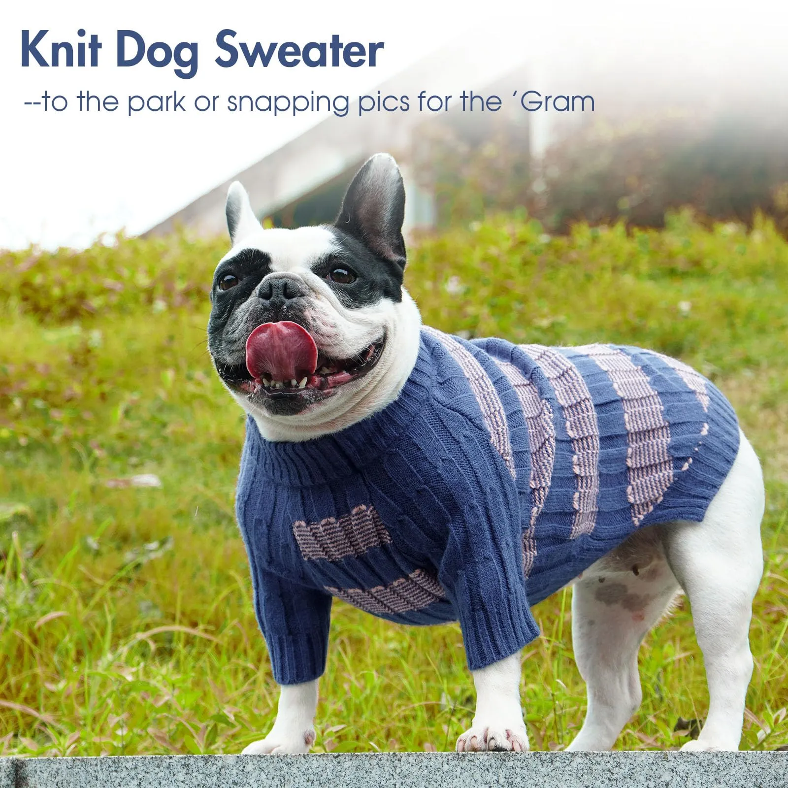 Hjumarayan Maglione Cane Taglia Grande, Caldo Maglione Invernale per Cane Praticità Vestiti Maglia Cani, Comodo Strisce Maglioncino con Stile per Labrador, Blu XL - immagine 3
