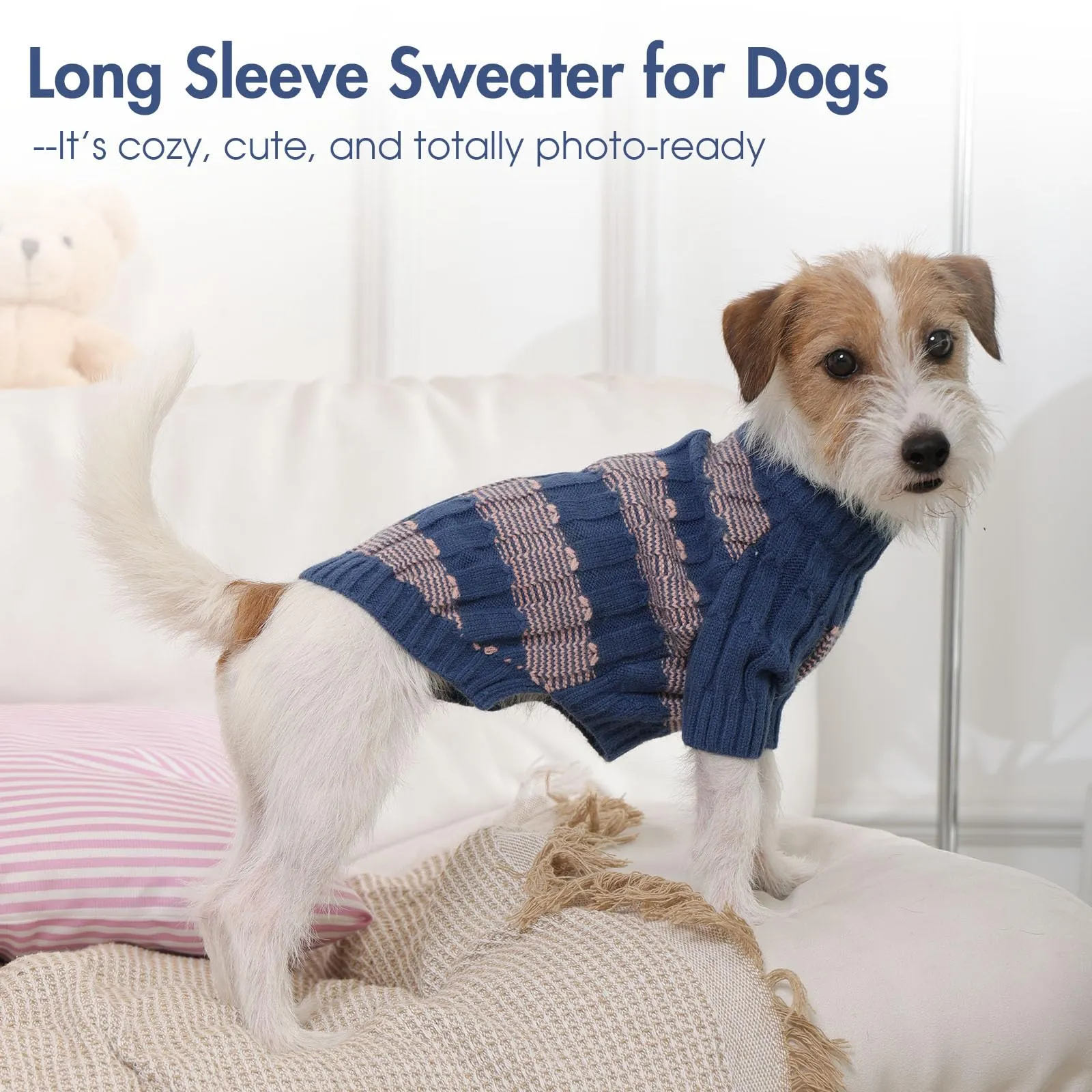 Hjumarayan Maglione Cane Taglia Grande, Caldo Maglione Invernale per Cane Praticità Vestiti Maglia Cani, Comodo Strisce Maglioncino con Stile per Labrador, Blu XL - immagine 4