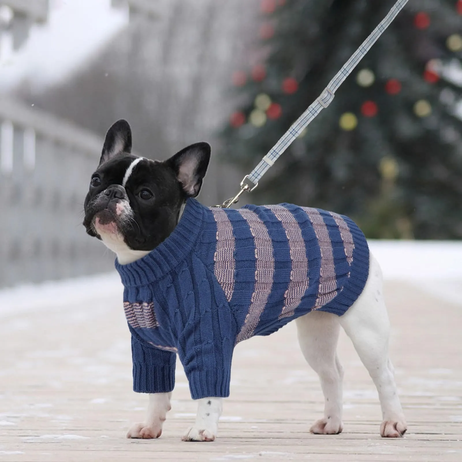 Hjumarayan Maglione Cane Taglia Grande, Caldo Maglione Invernale per Cane Praticità Vestiti Maglia Cani, Comodo Strisce Maglioncino con Stile per Labrador, Blu XL - immagine 7