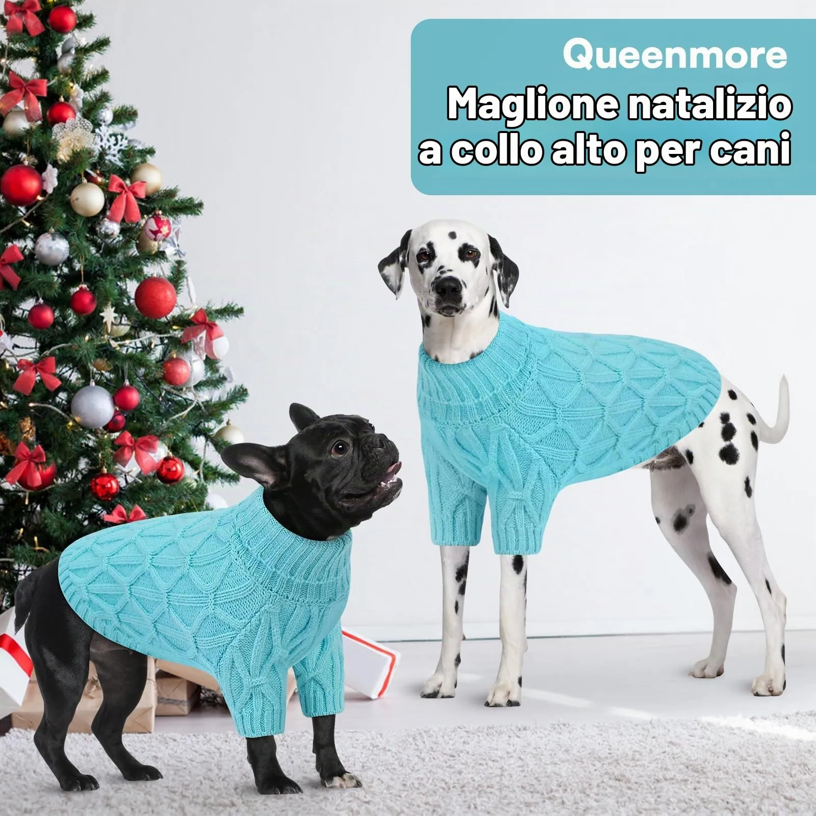 Queenmore Maglione Cane per Bulldog Francese, Maglioncino Cane Morbido e Caldo, per Razze Grandi come Whippet, Greyhound e Labrador, Lago blu, L - immagine 5