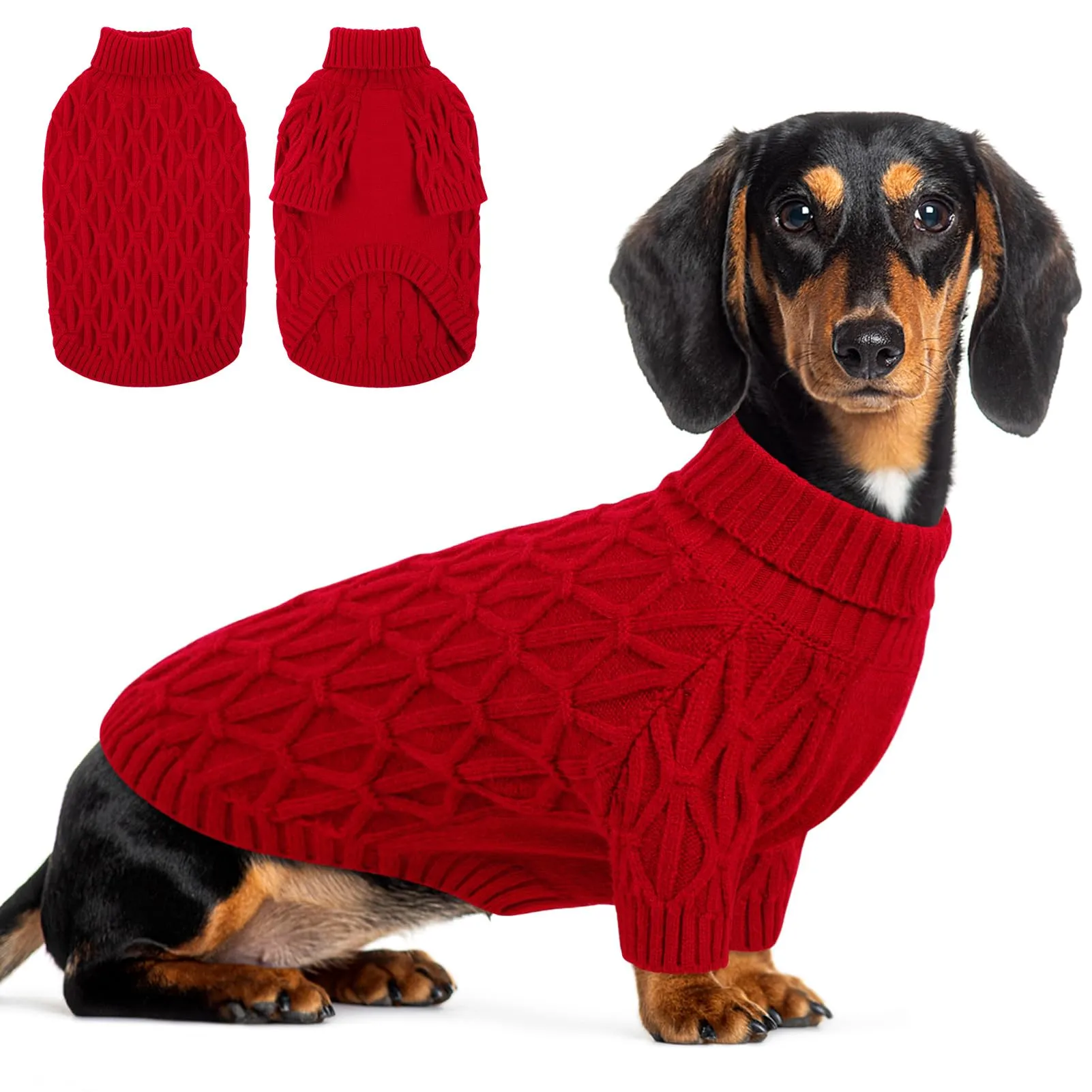 Queenmore Maglioni Natalizi per Cani, Morbida e Calda, Maglione Cane per Razze Medie come Cane Corso Jack Russell e Bassotto, Rosso, M - immagine 1