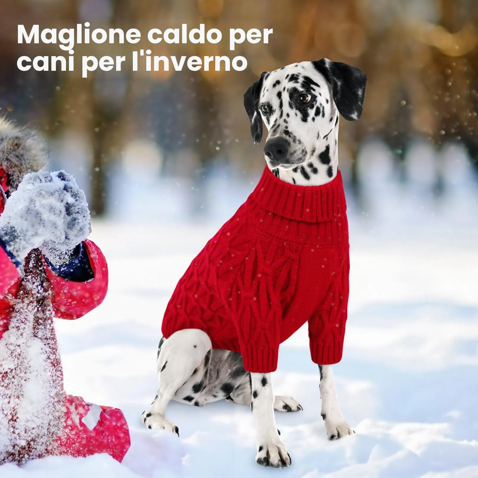 Queenmore Maglioni Natalizi per Cani, Morbida e Calda, Maglione Cane per Razze Medie come Cane Corso Jack Russell e Bassotto, Rosso, M - immagine 8