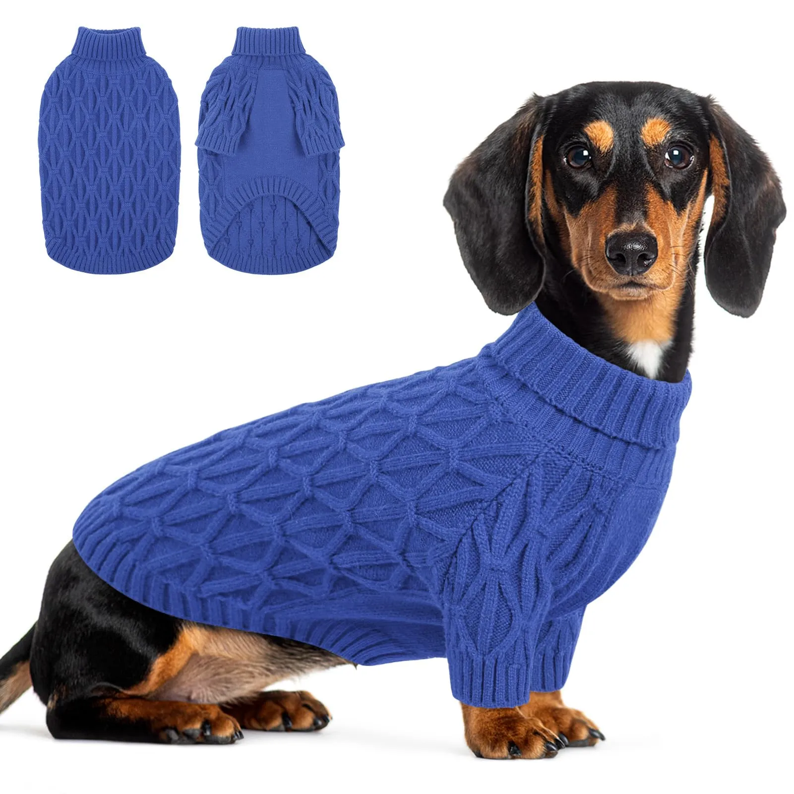 Queenmore Maglione Cane Taglia Piccola, Maglioncino Cane Morbido ed Elastico con Collo Alto, Felpa per Maltese, Pomeranian, Lagotto Romagnolo, Shih Tzu, Blu, S - immagine 1