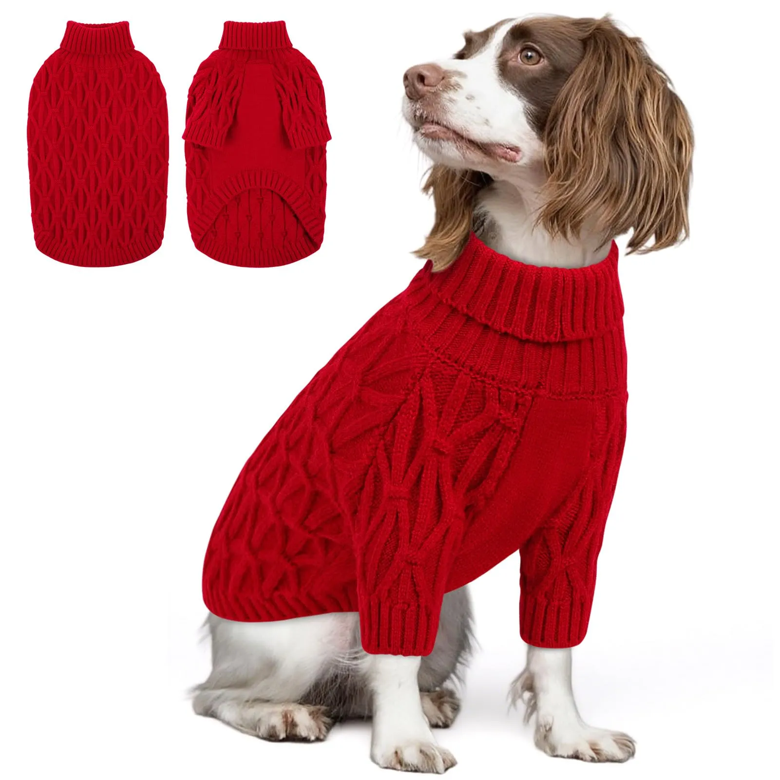 Queenmore Maglione per Cani di Taglia Grande, Maglioncino Cane con Collo Alto e Tessuto Caldo, Vestito Natale per Labrador, Golden Retriever e Border Collie, Rosso, XL - immagine 1