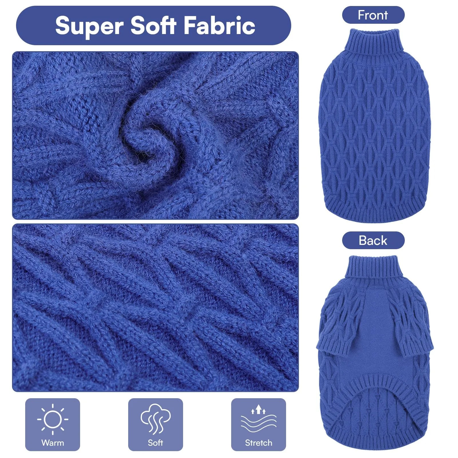 Queenmore Maglioncino Cane per Levrieri, Morbida e Elastica, Maglione per Cane Corso,Whippet, Greyhound, Labrador e Border Collie, Blu, L - immagine 2