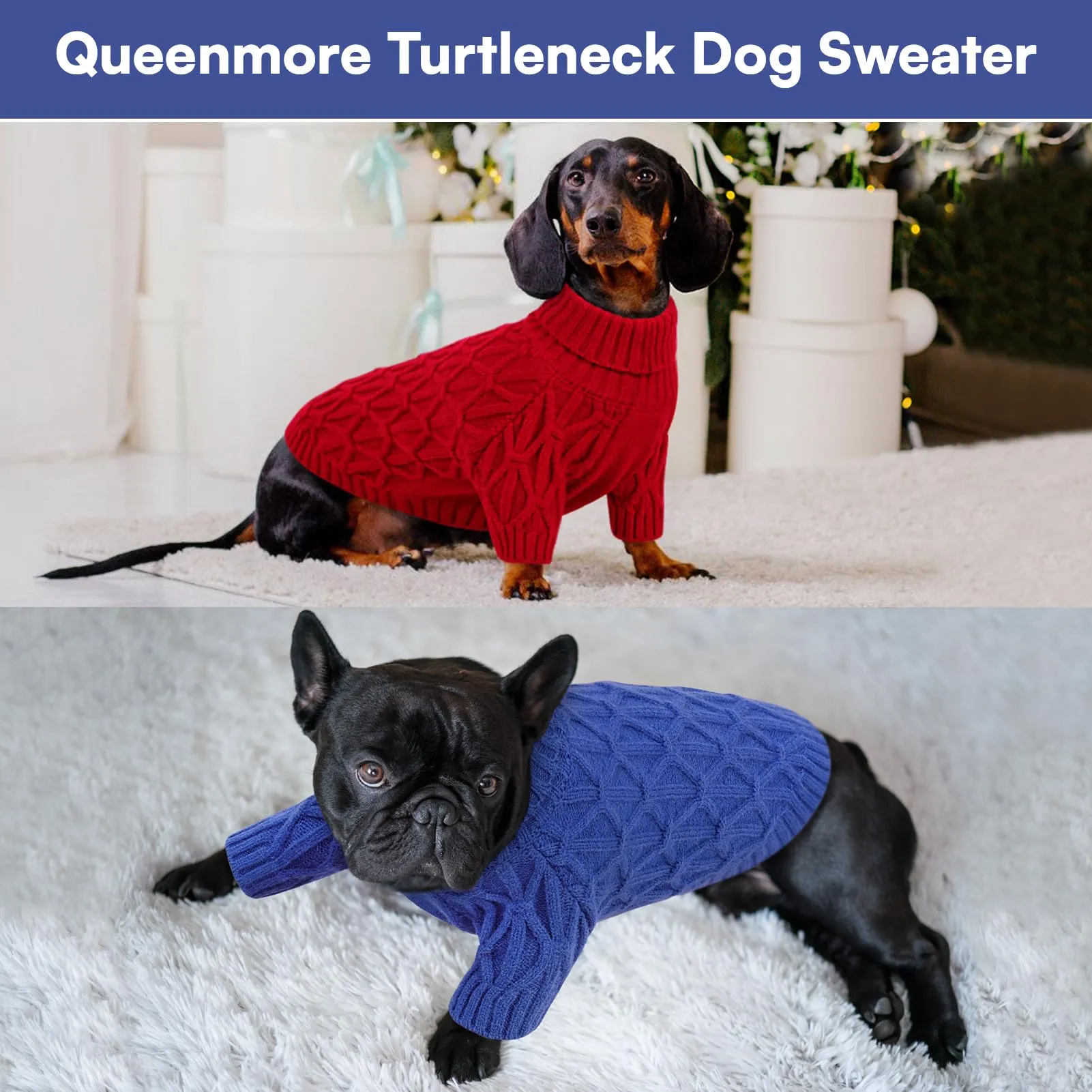Queenmore Maglioncino Cane per Levrieri, Morbida e Elastica, Maglione per Cane Corso,Whippet, Greyhound, Labrador e Border Collie, Blu, L - immagine 8