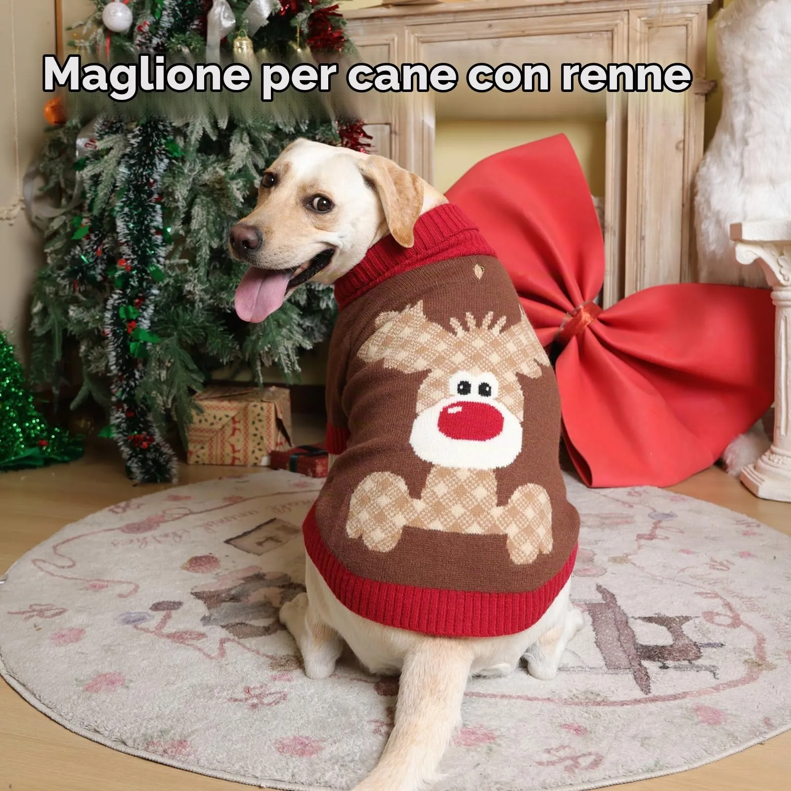 Hjumarayan Maglione Cane Natalizio - Caldo Maglioncino con Renna, foro per guinzaglio, maglioncini per Chihuahua, Cucciolo di Volpino, Mini Yorkie, Marrone XS - immagine 6