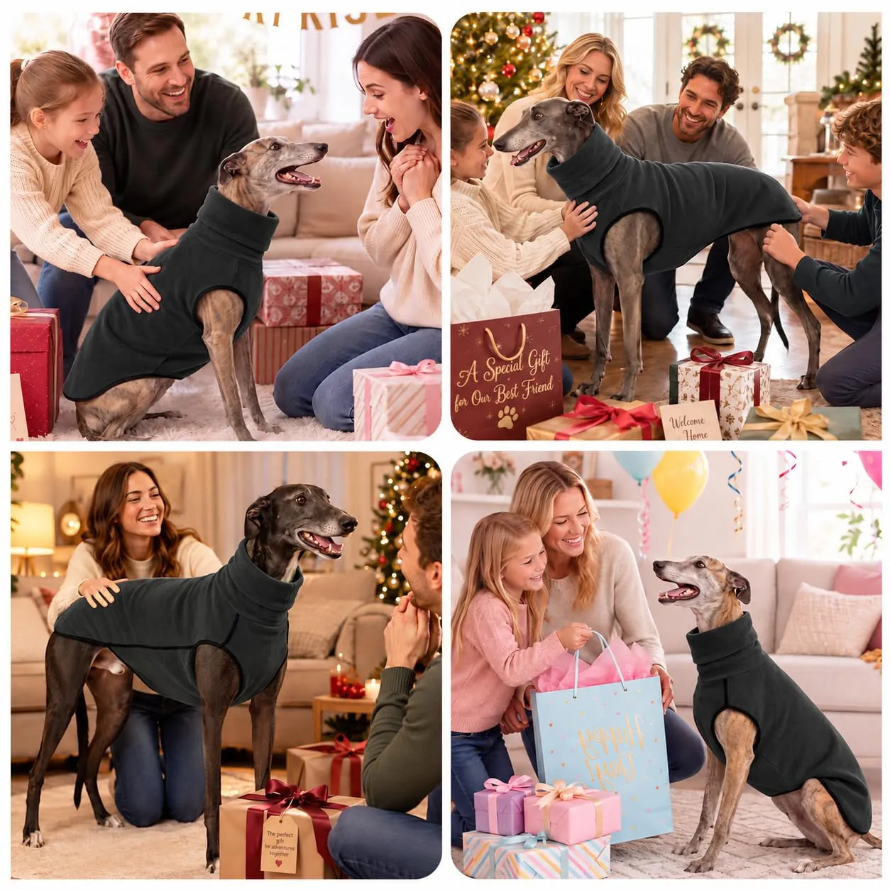 MOKATES - Maglietta con collo a tartaruga per cani Greyhound di taglia grande, giacca in pile elasticizzato per cani Whip Hound, pullover per cani di taglia media e grande - M - immagine 7