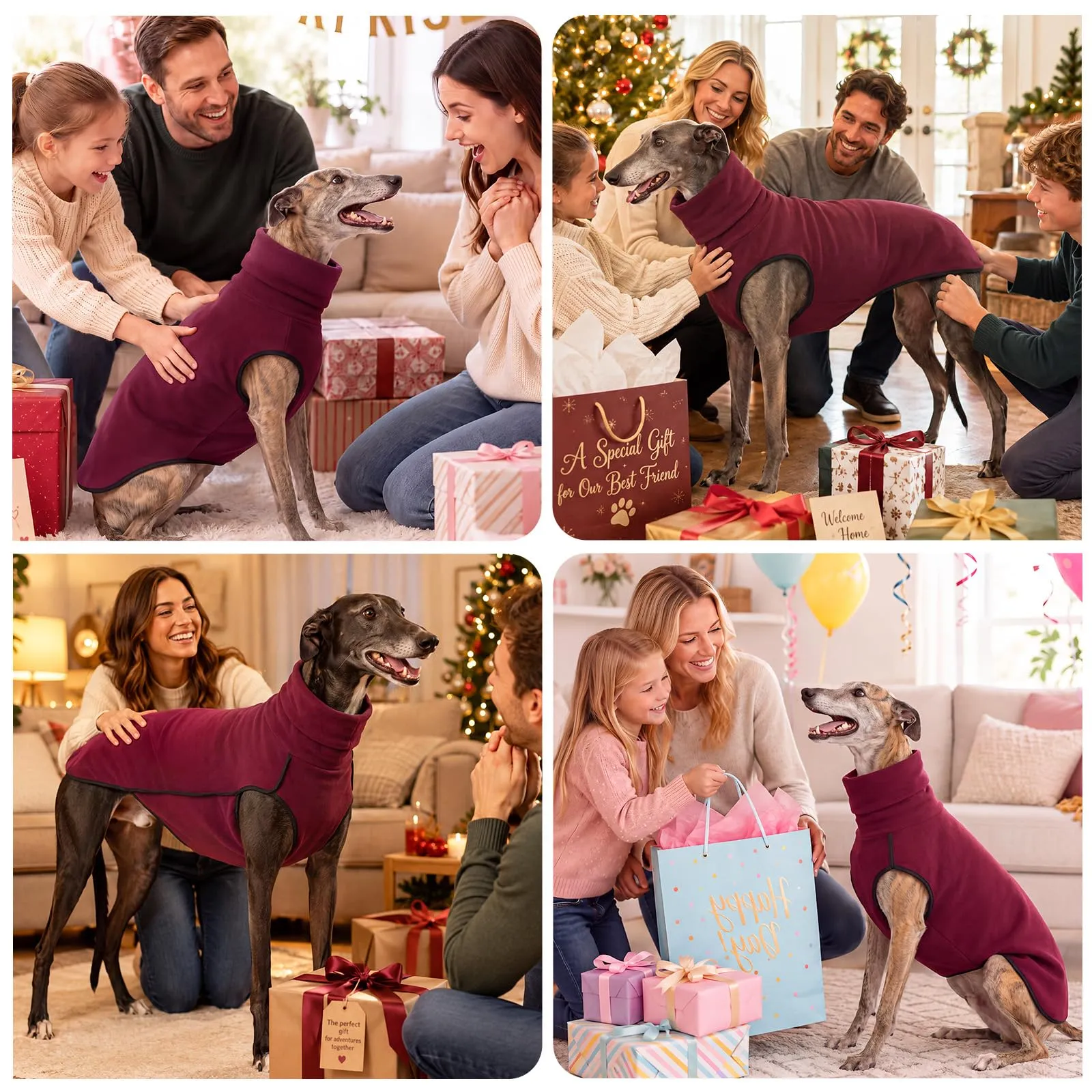 MOKATES Abbigliamento per cani di taglia grande, levriero, camicia a collo alto, Whip Dog, gilet in pile elasticizzato, maglione per animali domestici per cani di taglia media e grande, taglia S - immagine 7