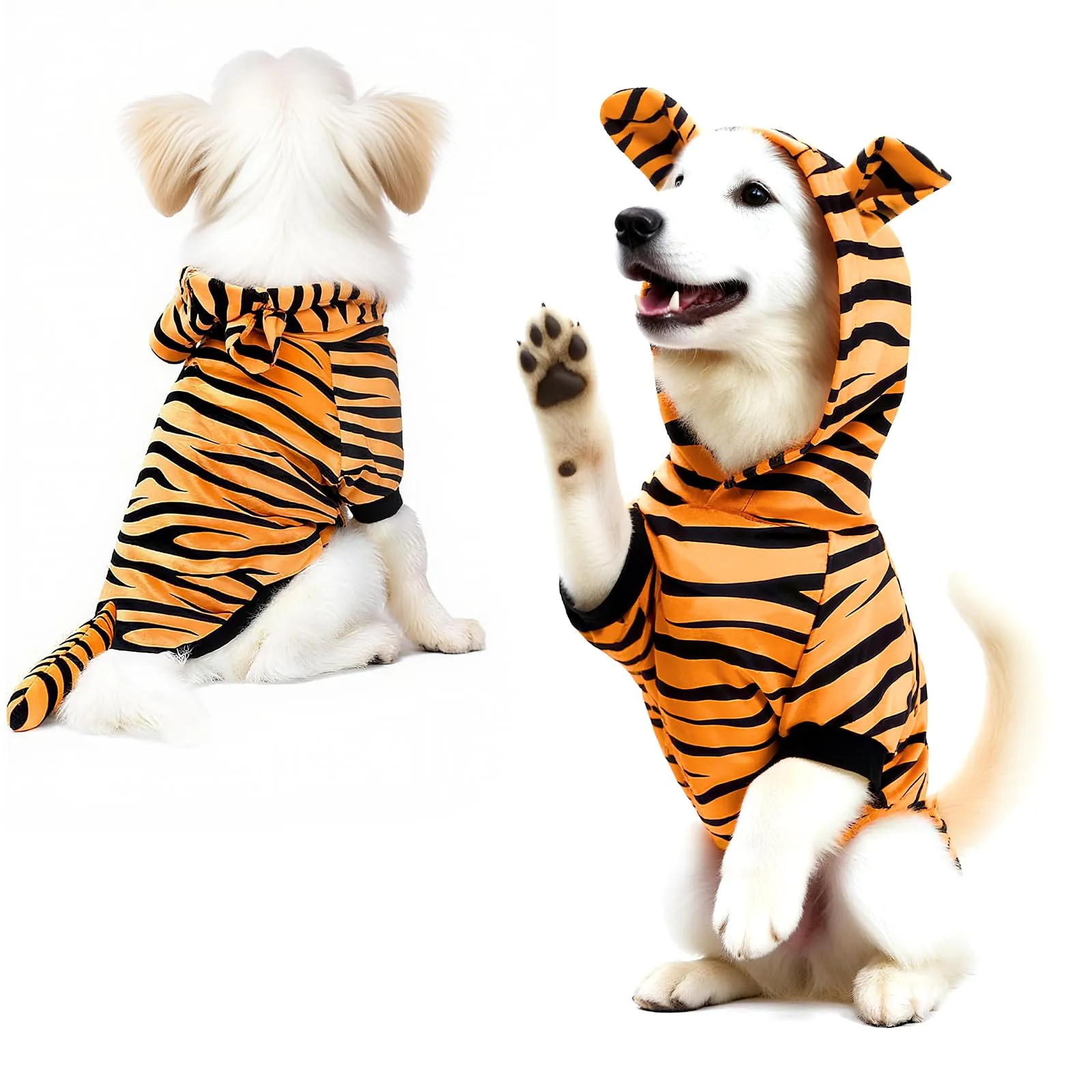 Puluole Costume di Halloween per cani, abbigliamento per animali domestici, cosplay, tigre, cappotto per gatto, abbigliamento per cani e gatti (L) - immagine 1