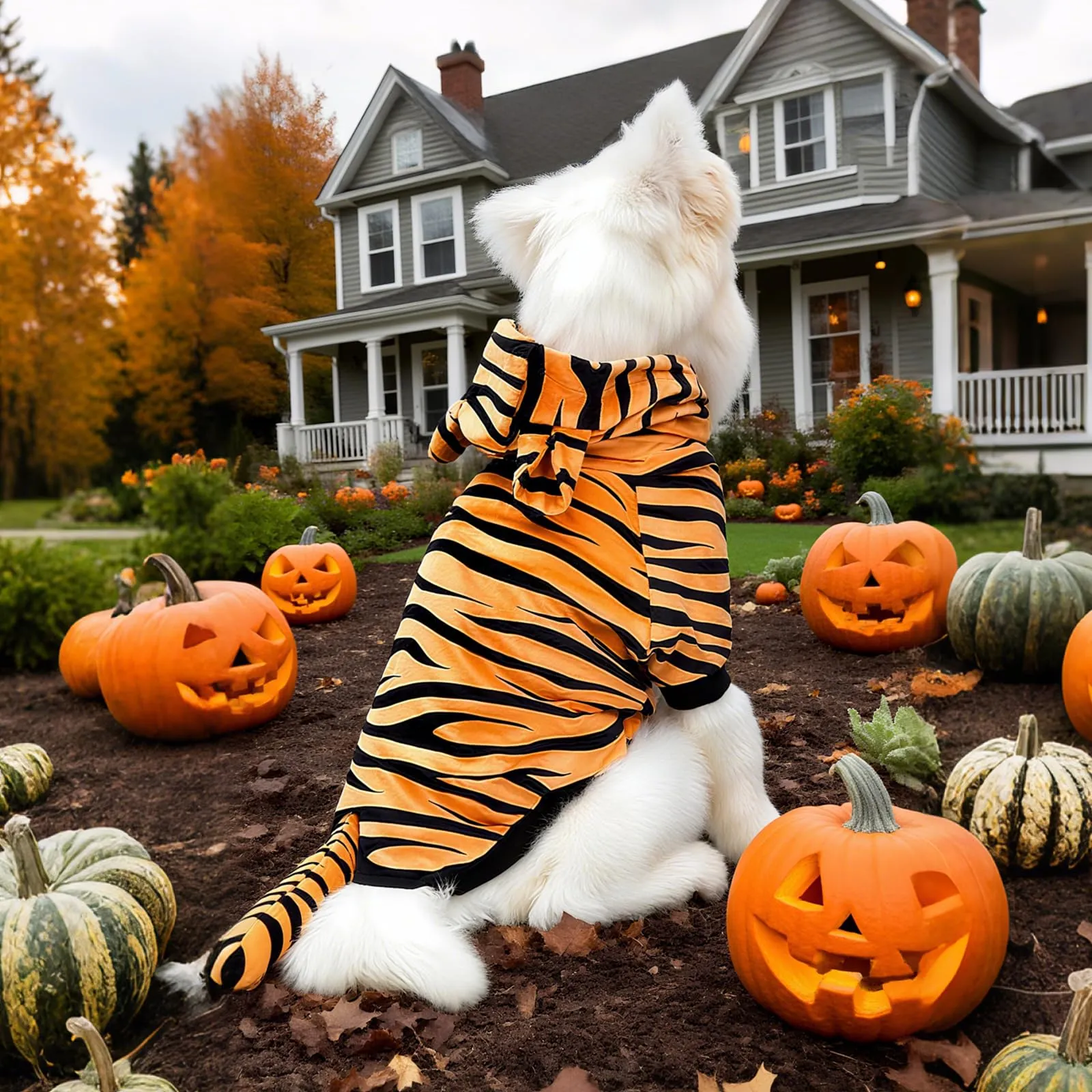 Puluole Costume di Halloween per cani, abbigliamento per animali domestici, cosplay, tigre, cappotto per gatto, abbigliamento per cani e gatti (XXL) - immagine 3