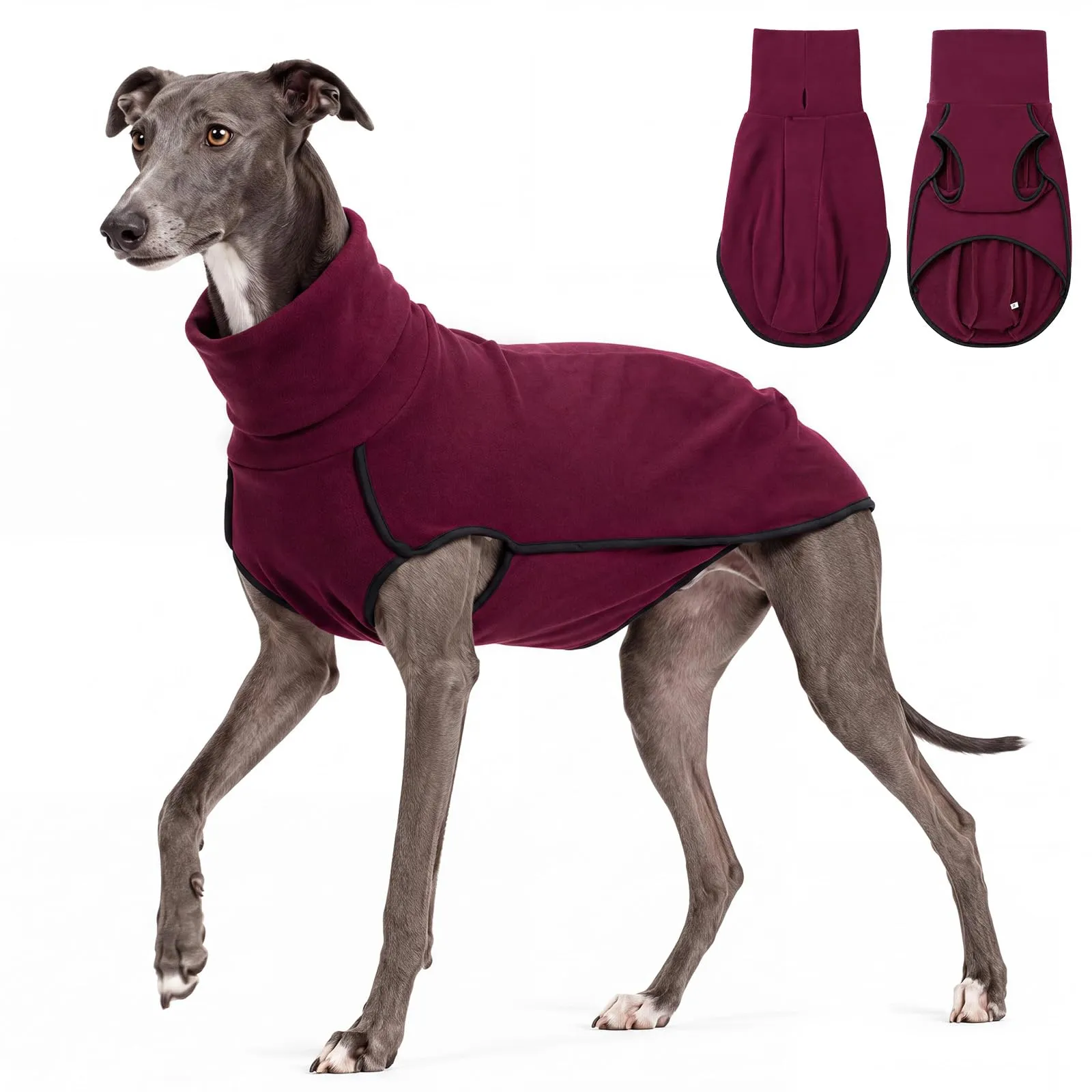 MOKATES Greyhound Abbigliamento per Cani di Taglia Grande, Maglietta a Collo Alto, Whip Hound, Gilet in Pile Elasticizzato, Pullover per Cani di Taglia Media e Grande - 3XL - immagine 1