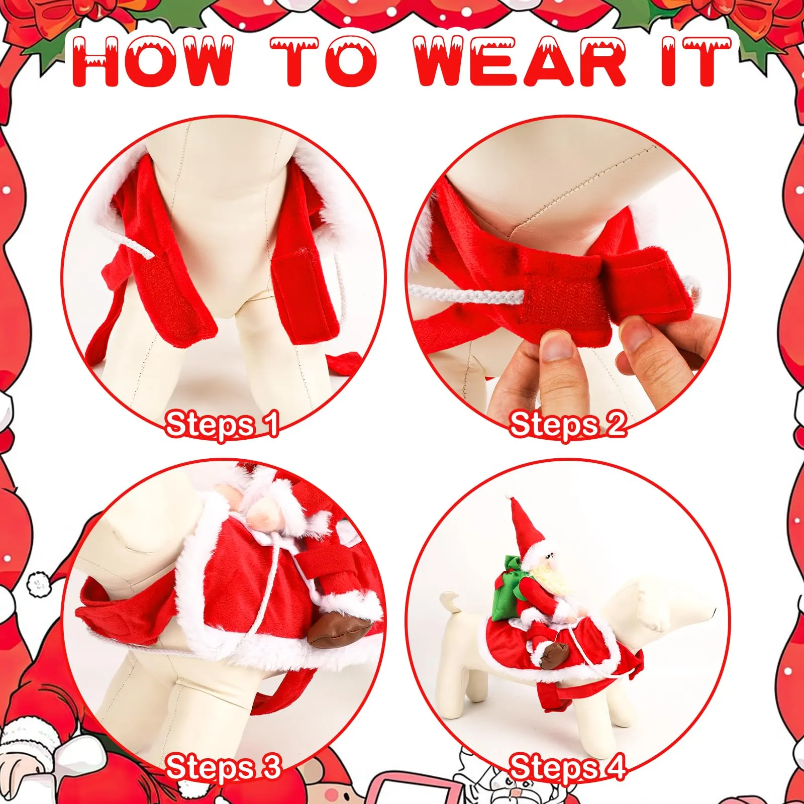 QKURT Abito Natalizio per Cani, Costumi Di Natale Per Cani - immagine 5