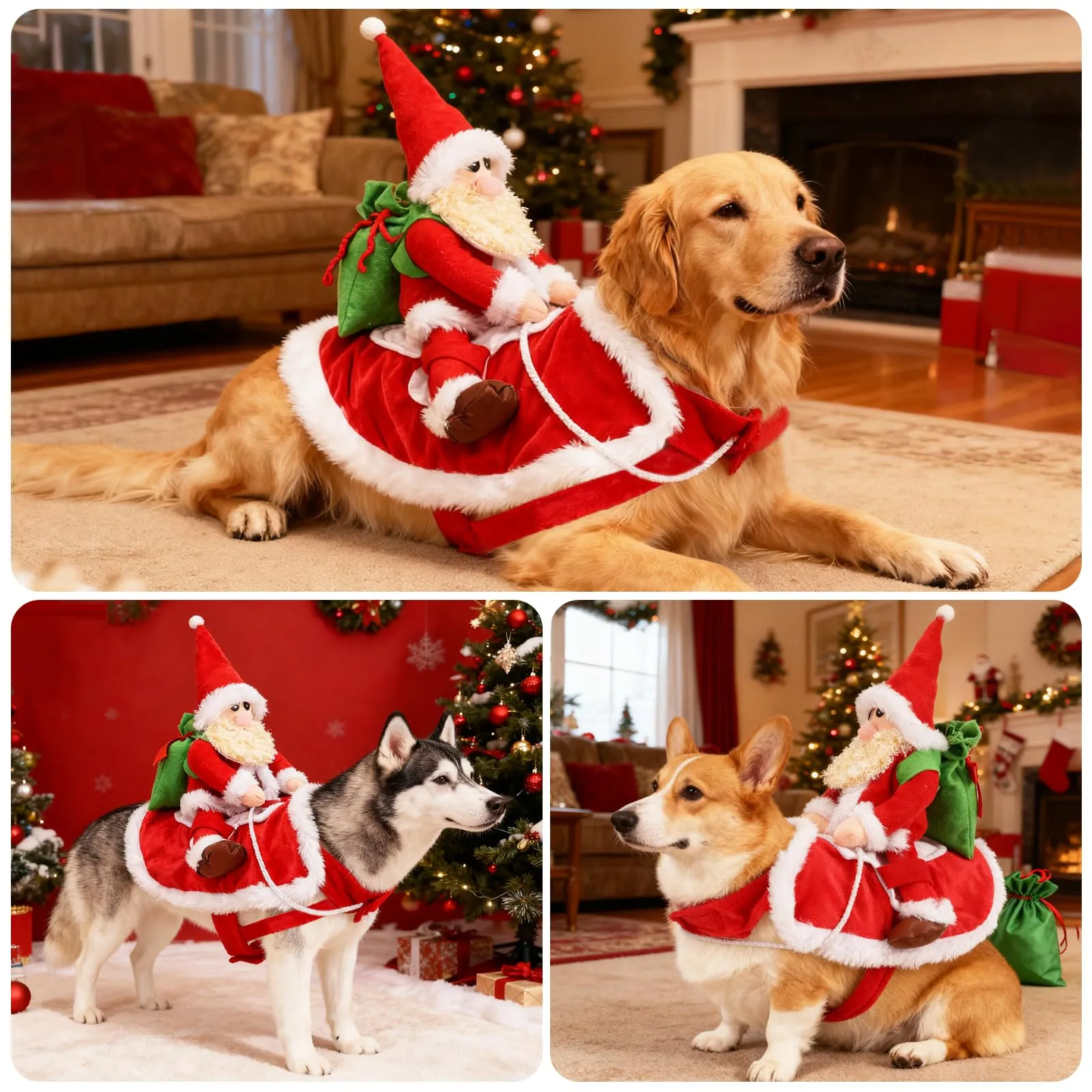 QKURT Abito Natalizio per Cani, Costumi Di Natale Per Cani - immagine 6