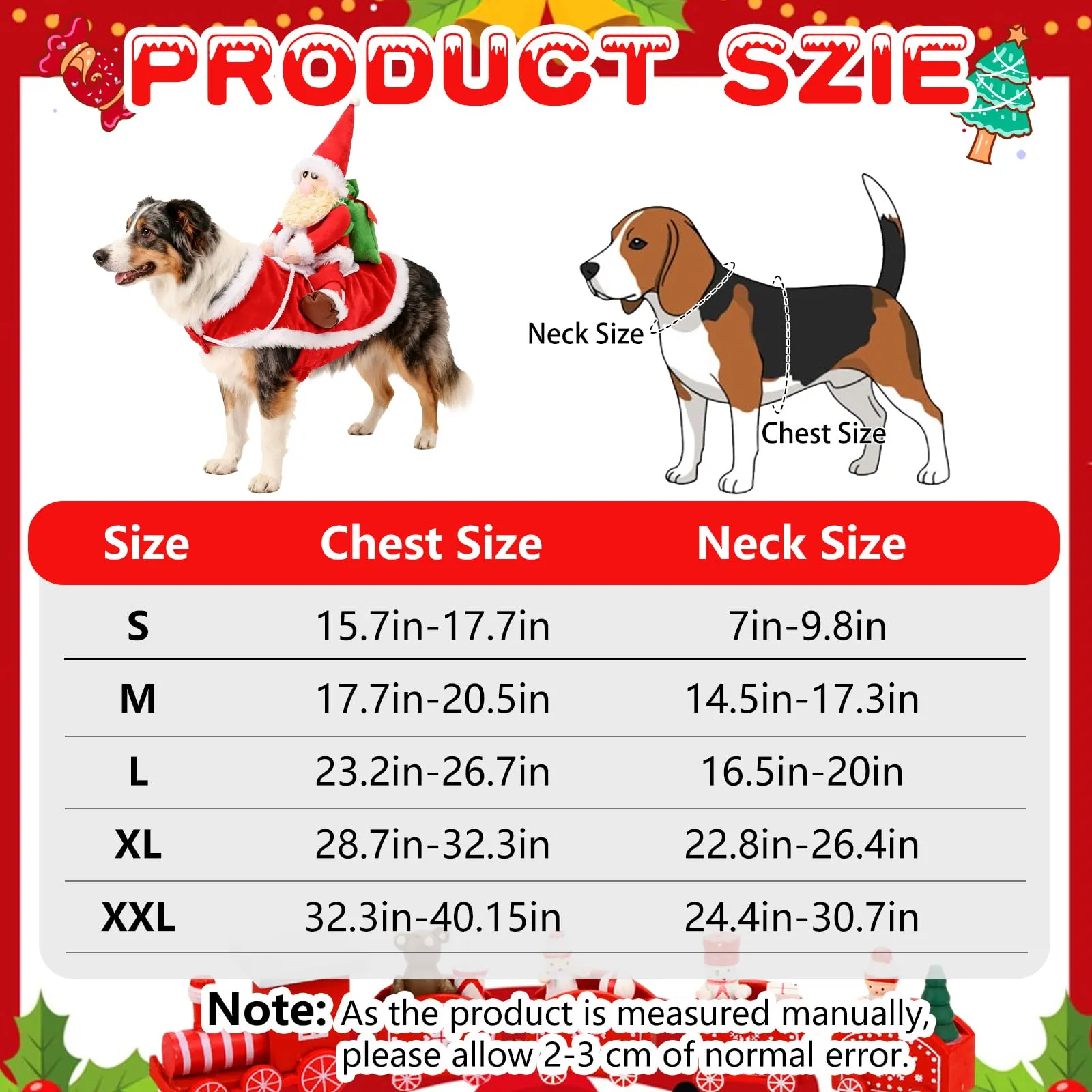 QKURT Abito Natalizio per Cani, Costumi Di Natale Per Cani - immagine 3