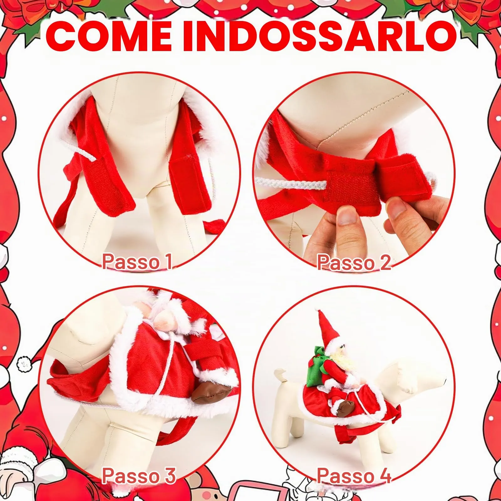 QKURT Abito Natalizio per Cani, Costumi Di Natale Per Cani - immagine 5