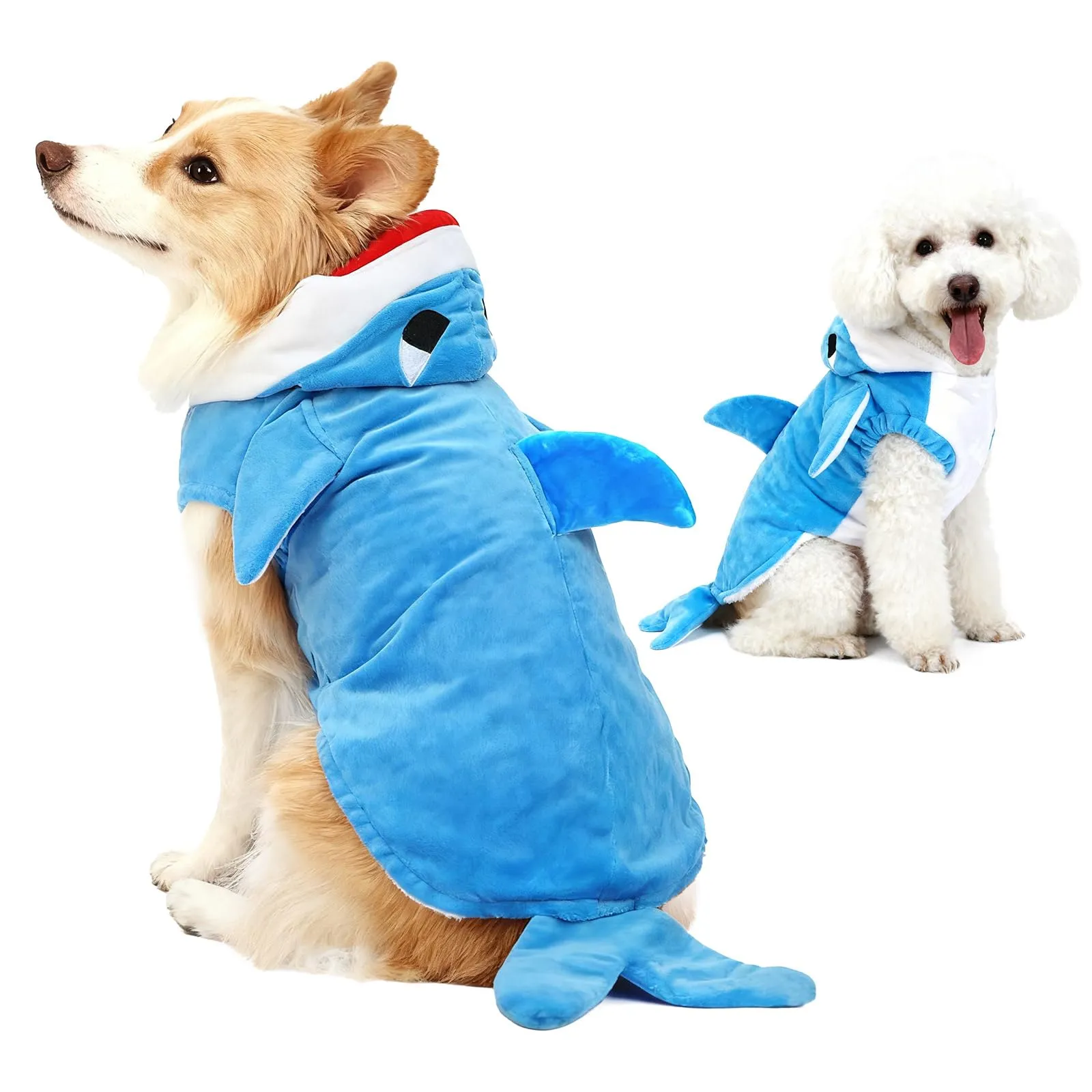 Puluole Costume da squalo per cane di Halloween, con cappuccio e pinna (XL) - immagine 1