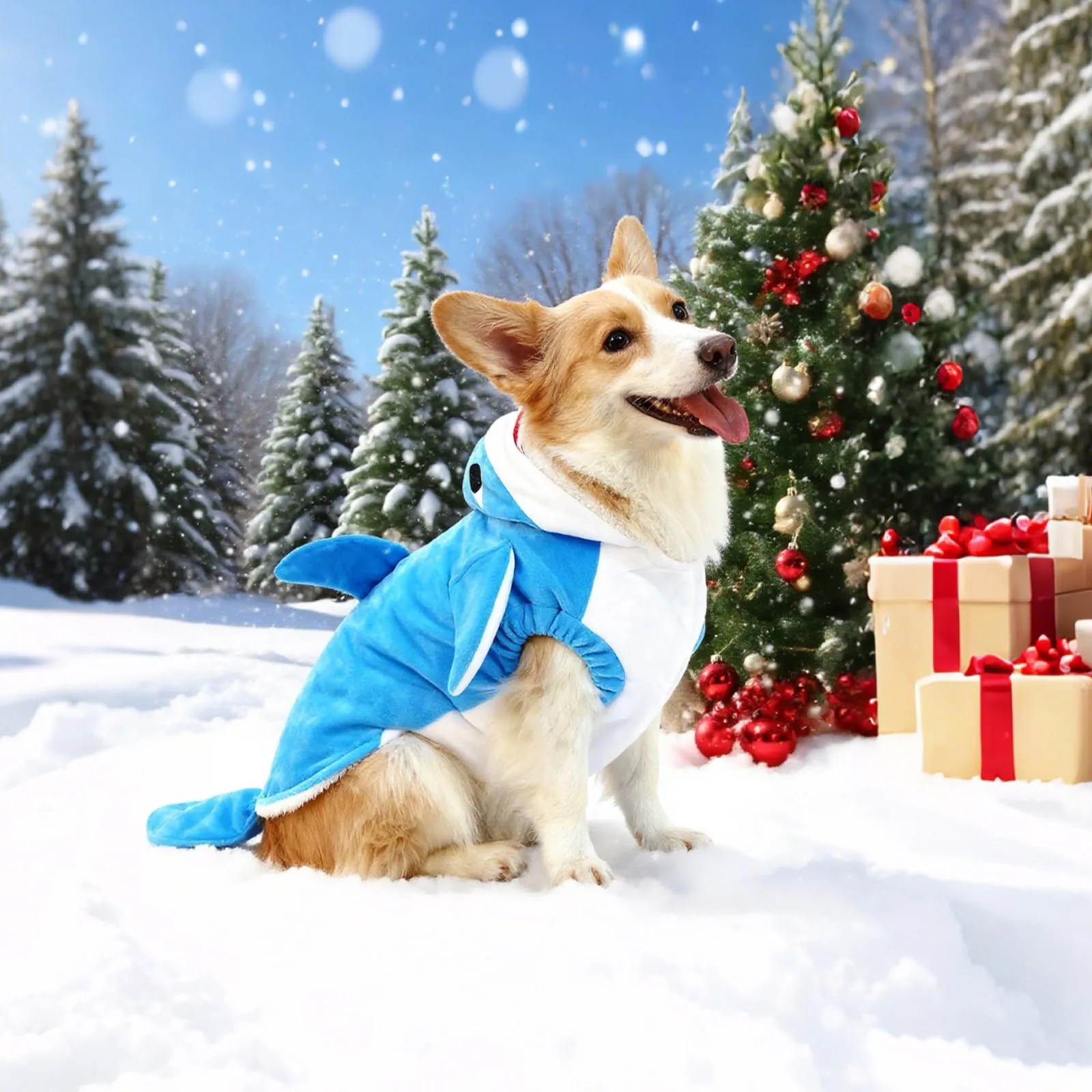 Puluole Costume da squalo per cane di Halloween, con cappuccio e pinna (XL) - immagine 6