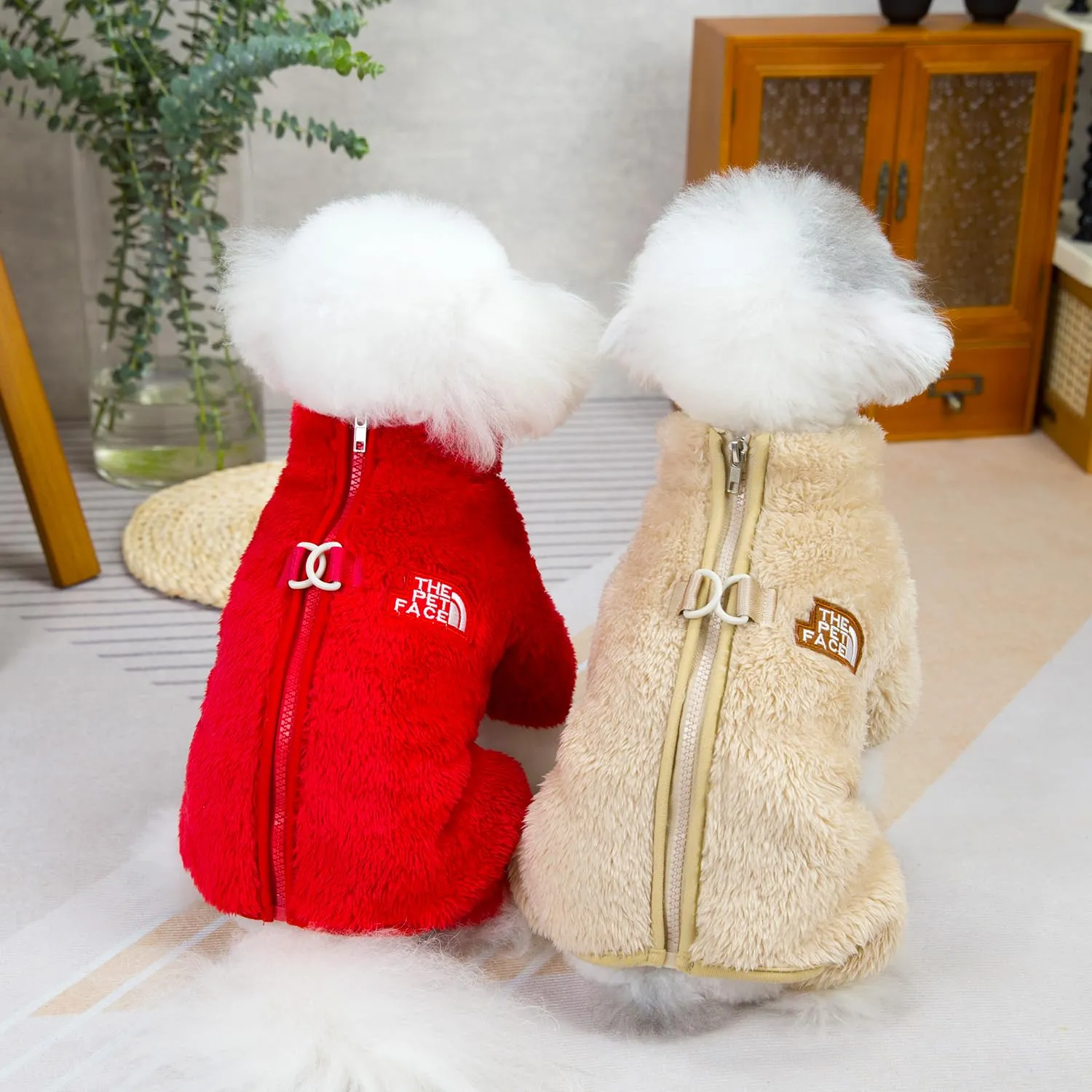Izefia Cane Maglione Vestiti Abbigliamento Pile Maglioni di Lana Tutina Inverno Caldo Felpa Camicia 4 Gambe Tuta Pigiama Alla Moda Pet Face Modello Maglione per Cani di Piccola Taglia Gatto Medio - immagine 6