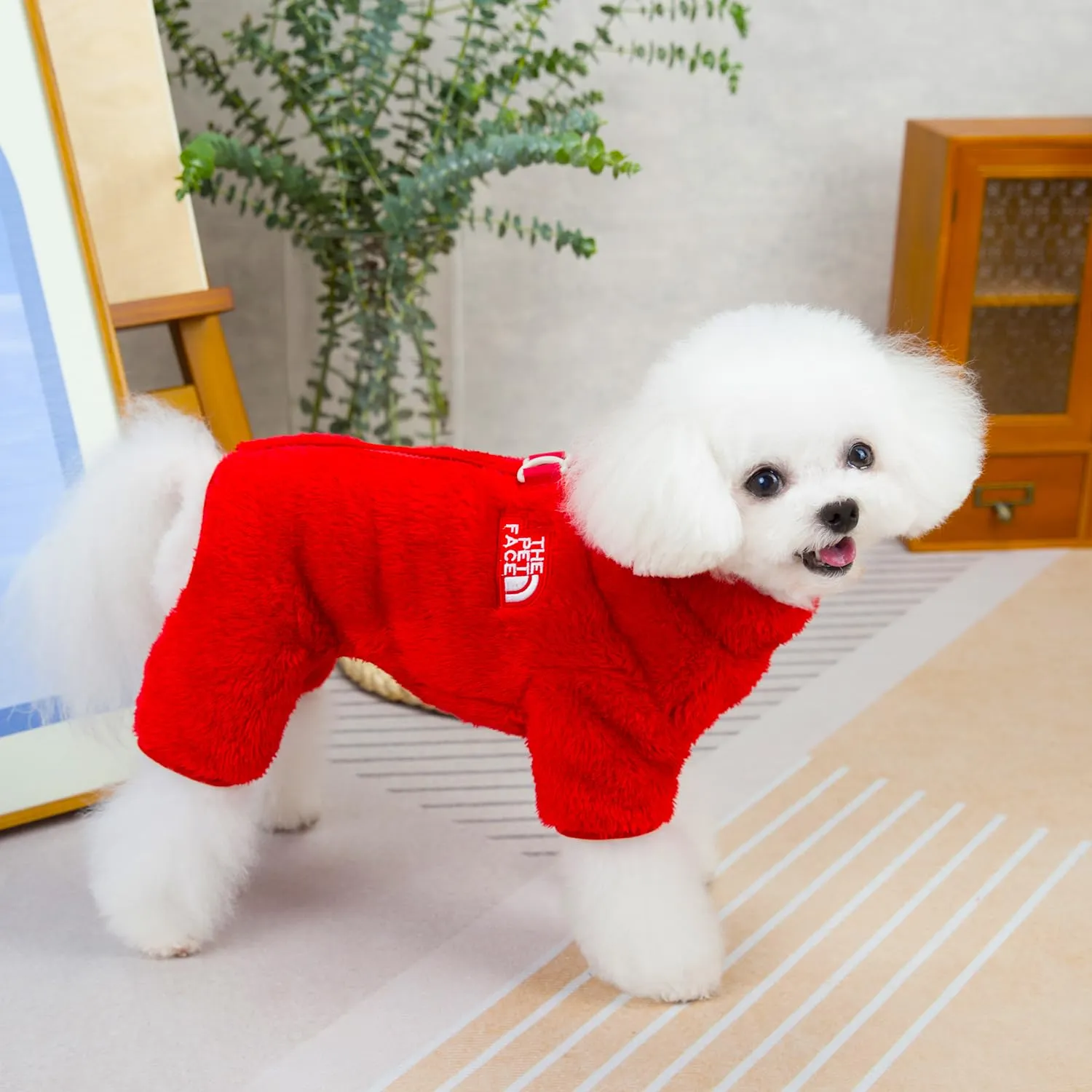Izefia Cane Maglione Vestiti Abbigliamento Pile Maglioni di Lana Tutina Inverno Caldo Felpa Camicia 4 Gambe Tuta Pigiama Alla Moda Pet Face Modello Maglione per Cani di Piccola Taglia Gatto Medio - immagine 3