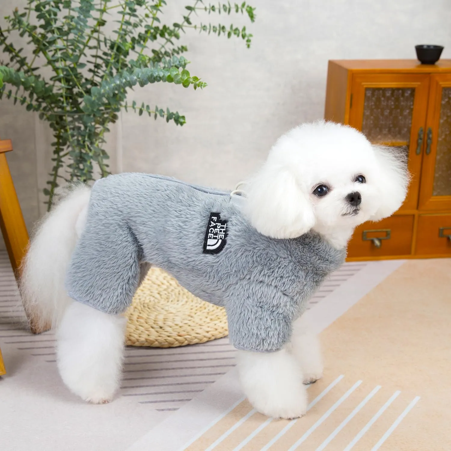 Izefia Cane Maglione Vestiti Abbigliamento Pile Maglioni di Lana Tutina Inverno Caldo Felpa Camicia 4 Gambe Tuta Pigiama Alla Moda Pet Face Modello Maglione per Cani di Piccola Taglia Gatto Medio - immagine 4
