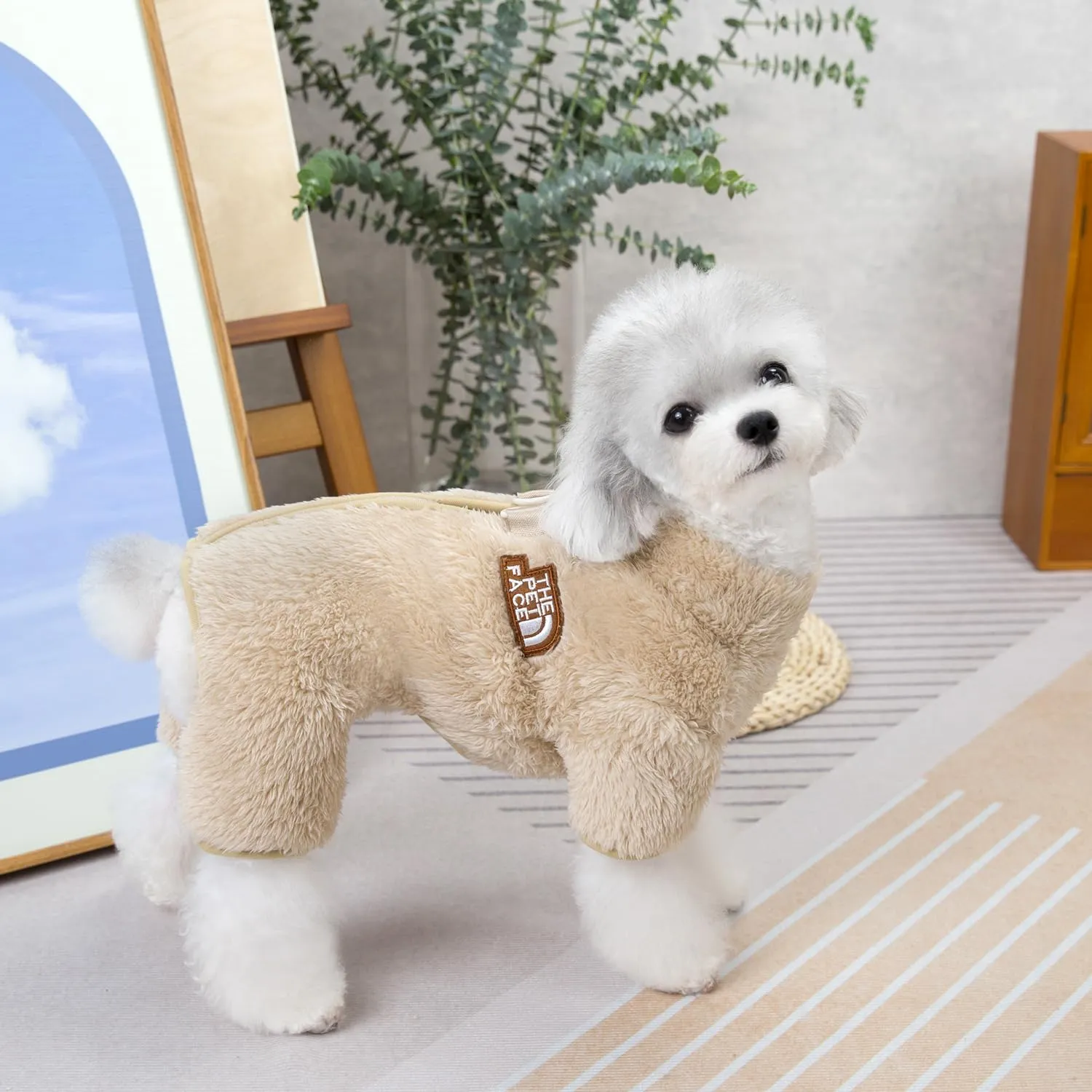 Izefia Cane Maglione Vestiti Abbigliamento Pile Maglioni di Lana Tutina Inverno Caldo Felpa Camicia 4 Gambe Tuta Pigiama Alla Moda Pet Face Modello Maglione per Cani di Piccola Taglia Gatto Medio - immagine 3