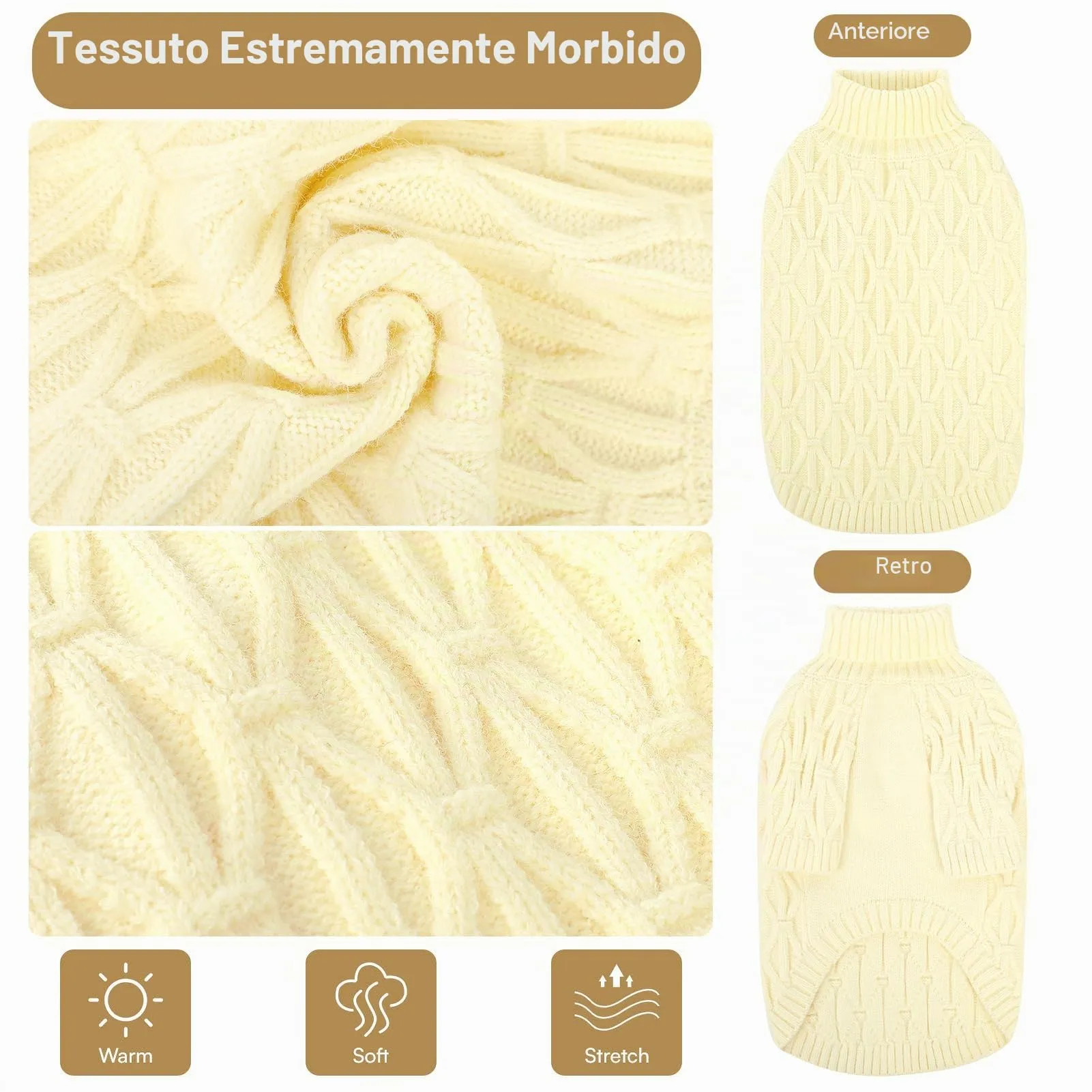 Queenmore Maglioni per cani di taglia grande, ragazze e ragazzi, caldo maglione per cani extra large, maglioni natalizi per cani, classico dolcevita, vestiti spessi per animali domestici extra grandi - immagine 2