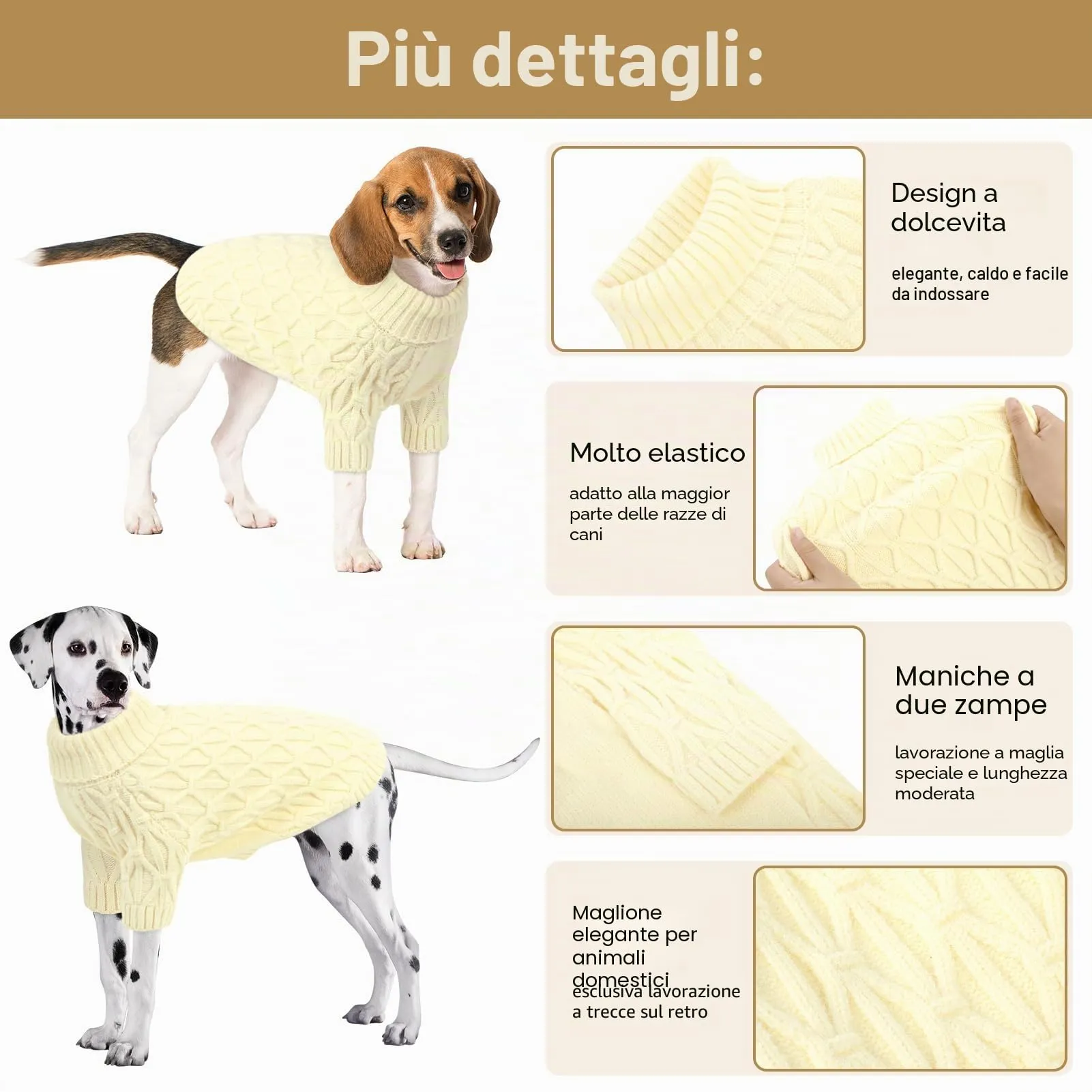 Queenmore Maglioni per cani di taglia grande, ragazze e ragazzi, caldo maglione per cani extra large, maglioni natalizi per cani, classico dolcevita, vestiti spessi per animali domestici extra grandi - immagine 4