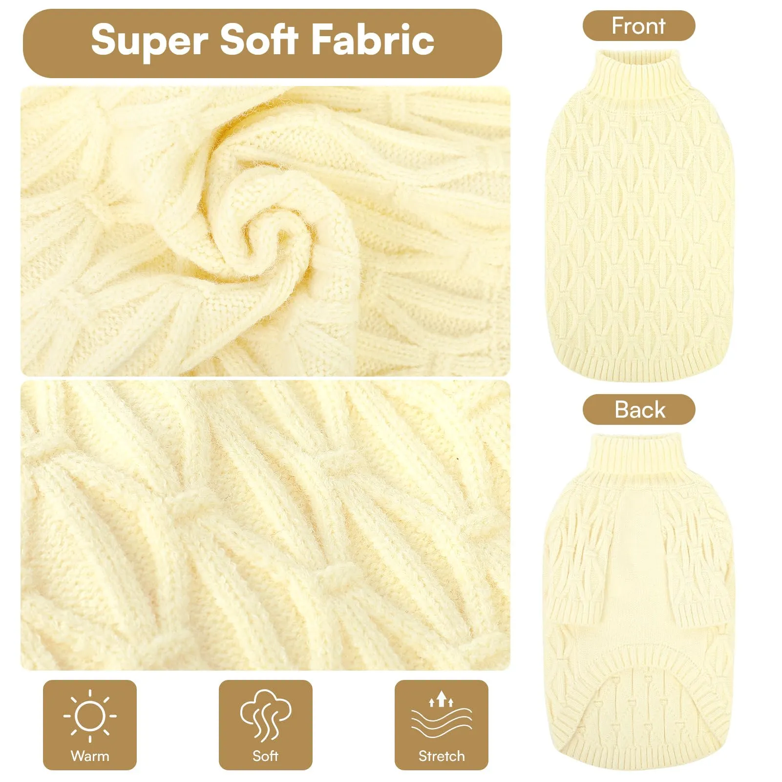 Queenmore Maglione per Cani di Taglia Grande, Maglioni per Cani di Taglia Grande Maschio Femmina, Maglione a Maglia Autunnale del Ringraziamento per Cani, Maglione a Collo Alto Spesso per Cani - immagine 2
