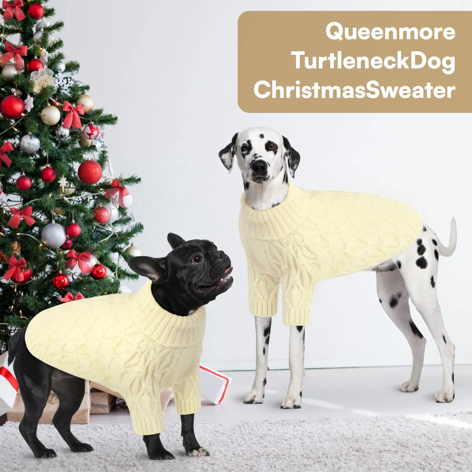 Queenmore Maglione per Cani di Taglia Grande, Maglioni per Cani di Taglia Grande Maschio Femmina, Maglione a Maglia Autunnale del Ringraziamento per Cani, Maglione a Collo Alto Spesso per Cani - immagine 5