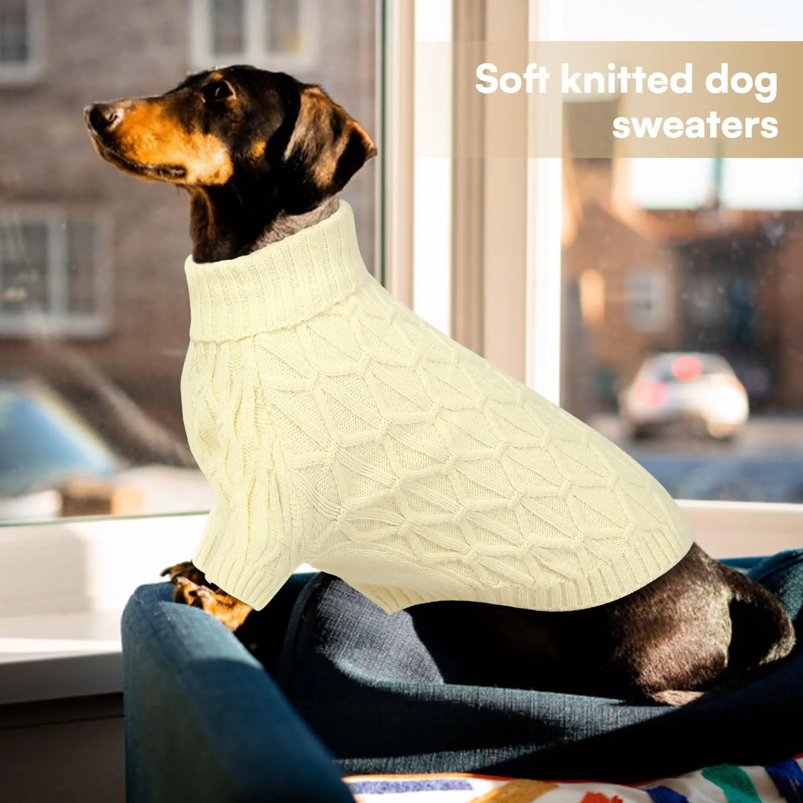 Queenmore Maglione per Cani di Taglia Grande, Maglioni per Cani di Taglia Grande Maschio Femmina, Maglione a Maglia Autunnale del Ringraziamento per Cani, Maglione a Collo Alto Spesso per Cani - immagine 6