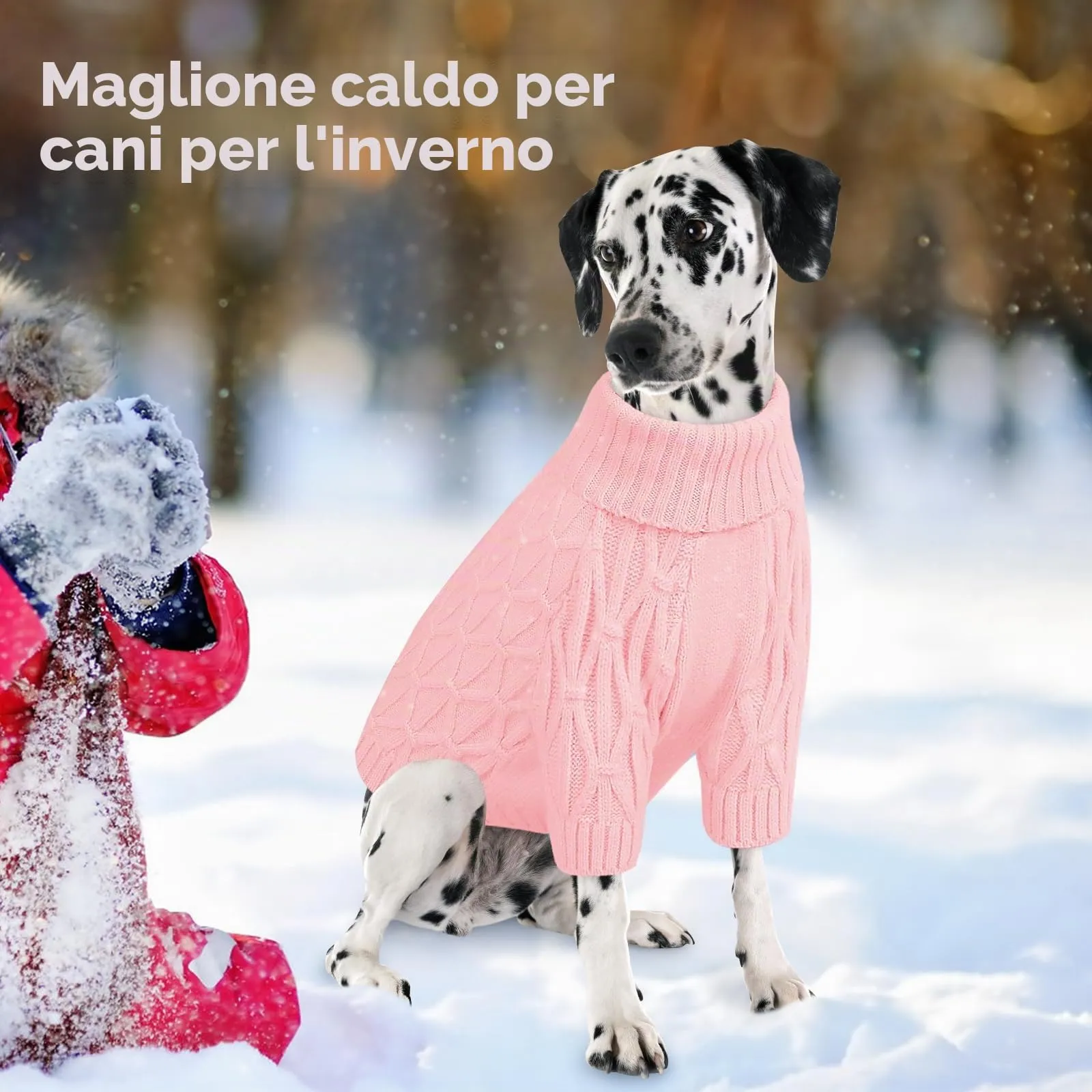Queenmore Maglione Cane per Bulldog Francese, Maglioncino Cane Morbido e Caldo, per Razze Grandi come Whippet, Greyhound e Labrador, Rosa, L - immagine 8