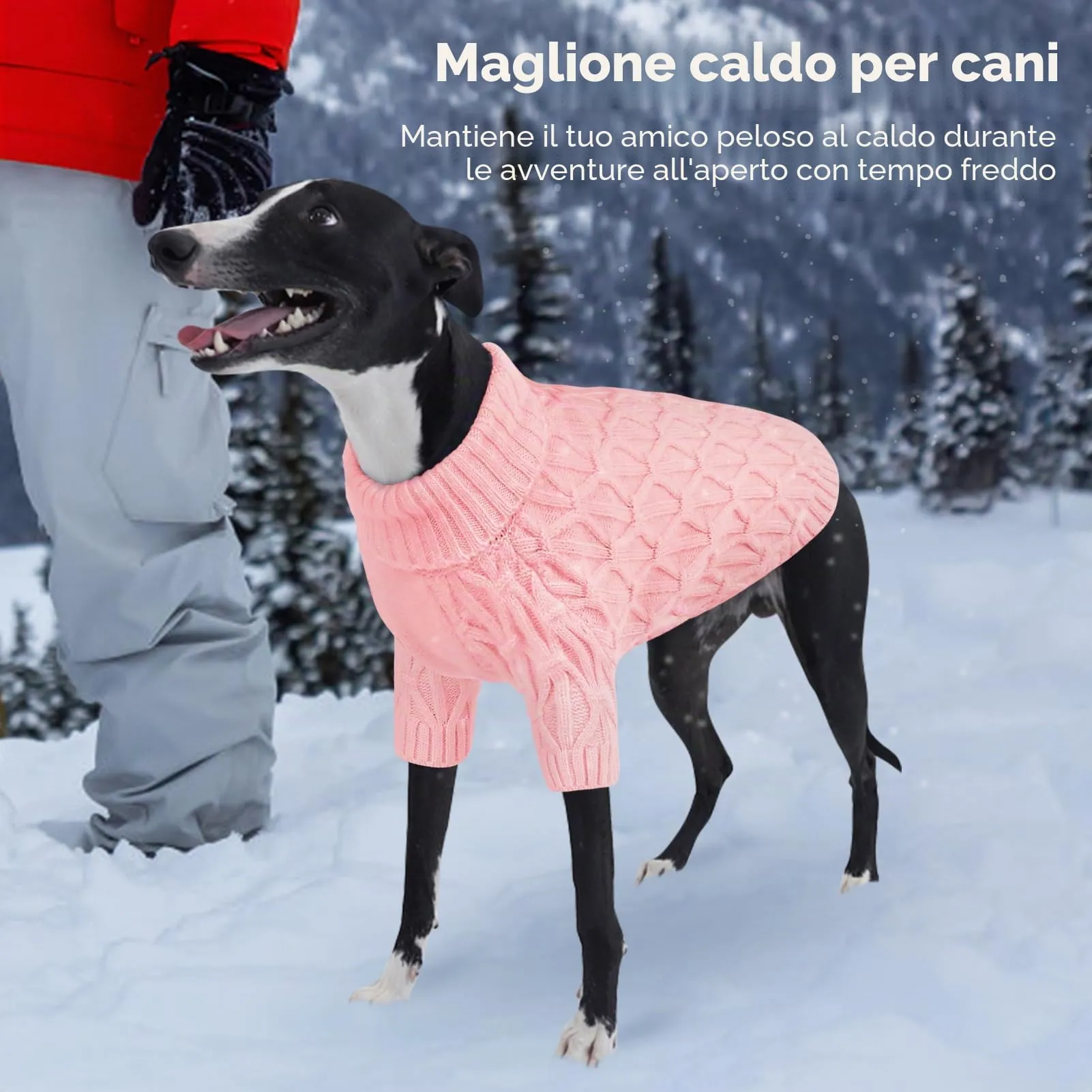 Queenmore Maglione per Whippet, Maglioncino Cane Morbida e Calda, Felpa Cane Grande per Labrador, Golden Retriever e Border Collie, Rosa, XL - immagine 7