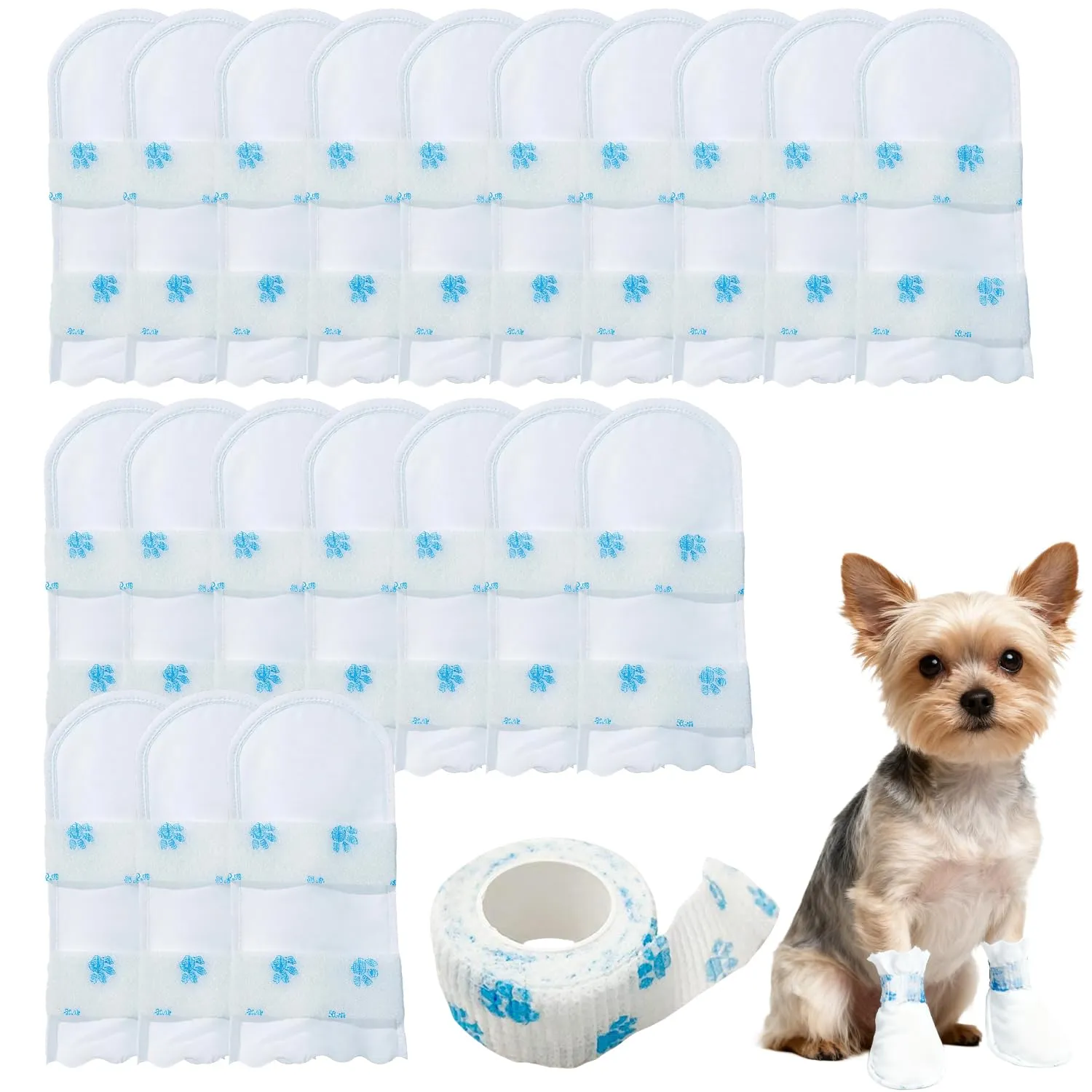 ACKKOR 20 Calzini USA e Getta per Cani | Protezione Zampe Anti-Leccata | Stivaletti Impermeabili per Zampe Ferite | Bendaggi per Interno ed Esterno (S(3-8 kg)) - immagine 1