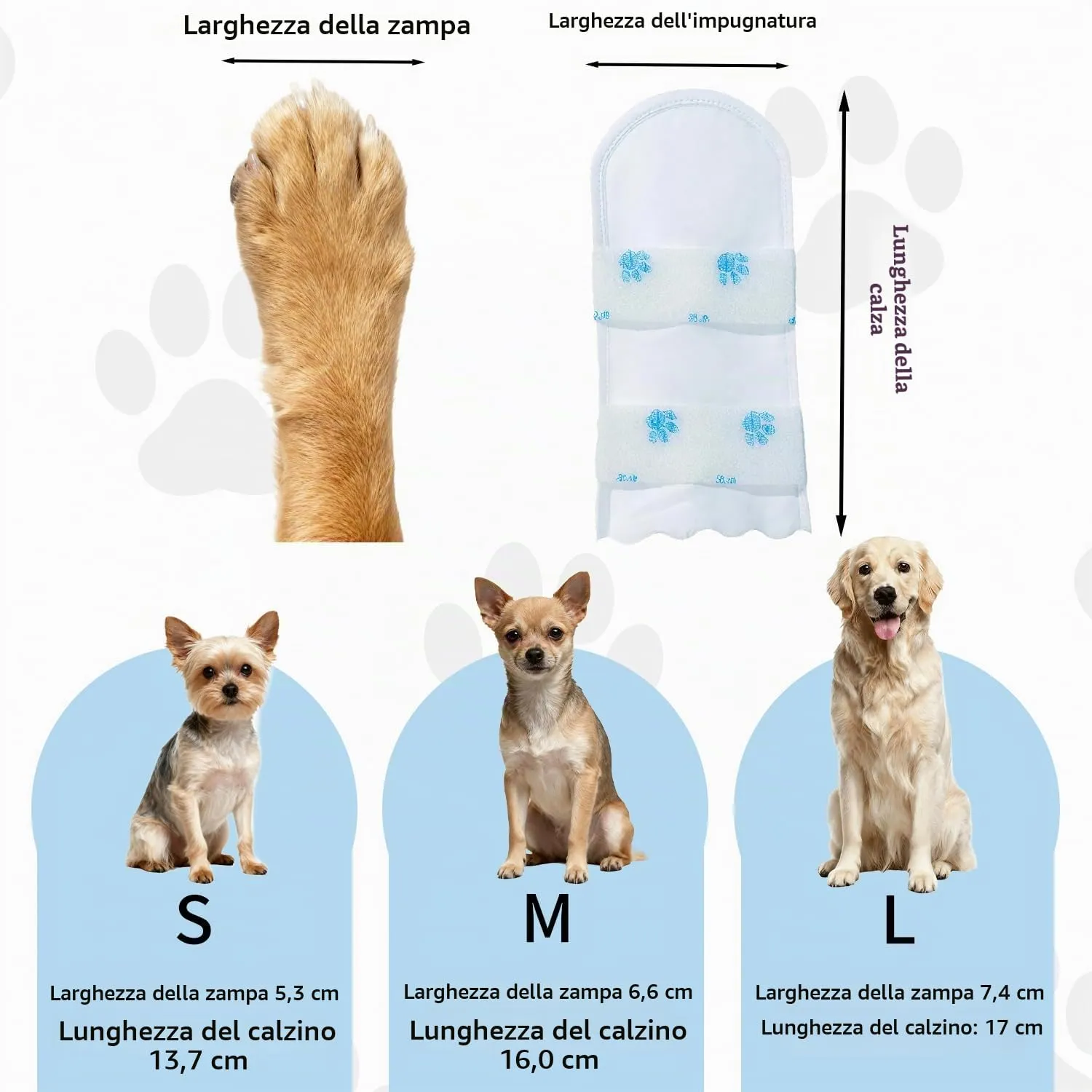 ACKKOR 20 Calzini USA e Getta per Cani | Protezione Zampe Anti-Leccata | Stivaletti Impermeabili per Zampe Ferite | Bendaggi per Interno ed Esterno (S(3-8 kg)) - immagine 6
